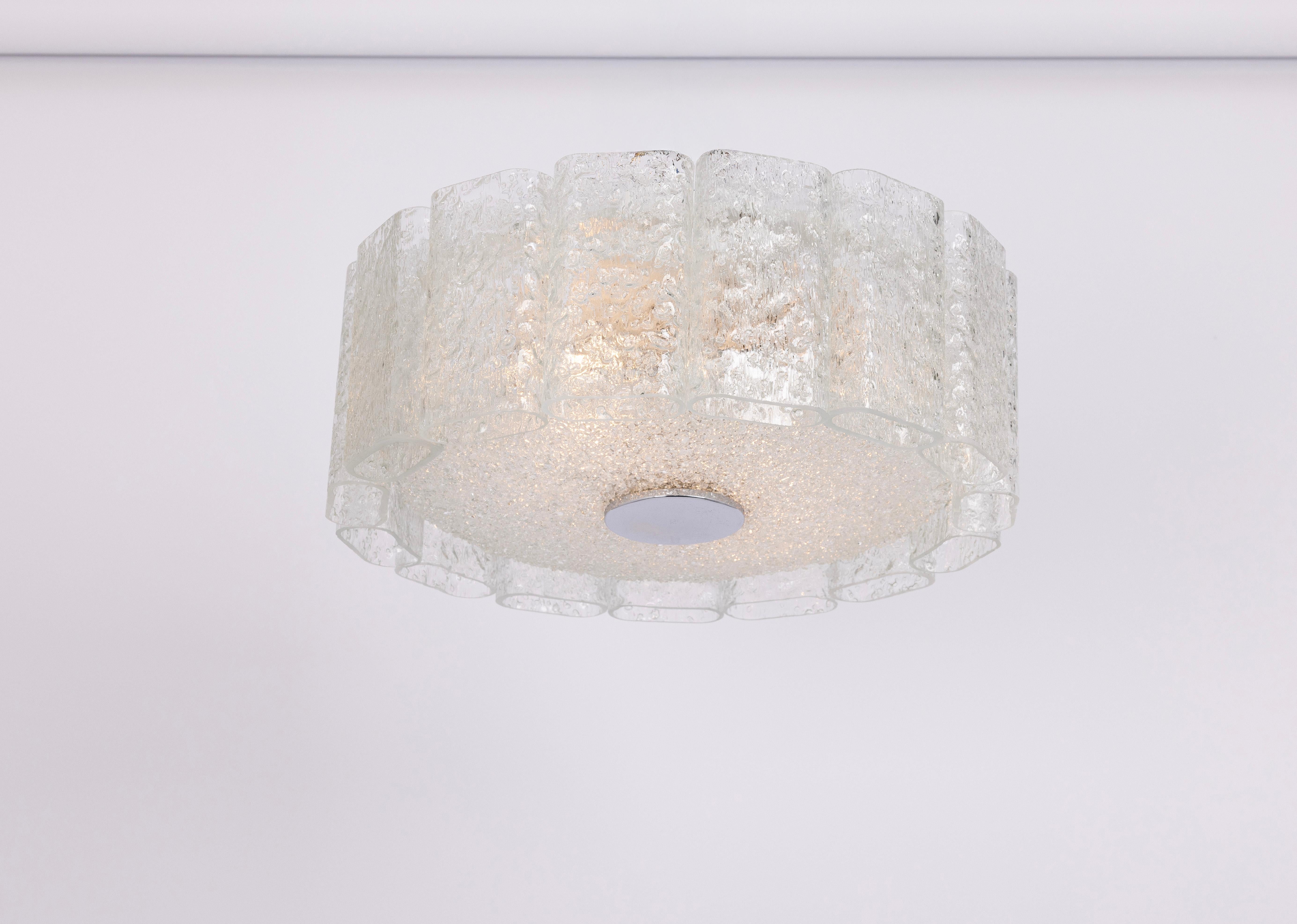 Art Glass Stunning Glass Tubes Flushmount by Doria, Germany, 1960s For Sale