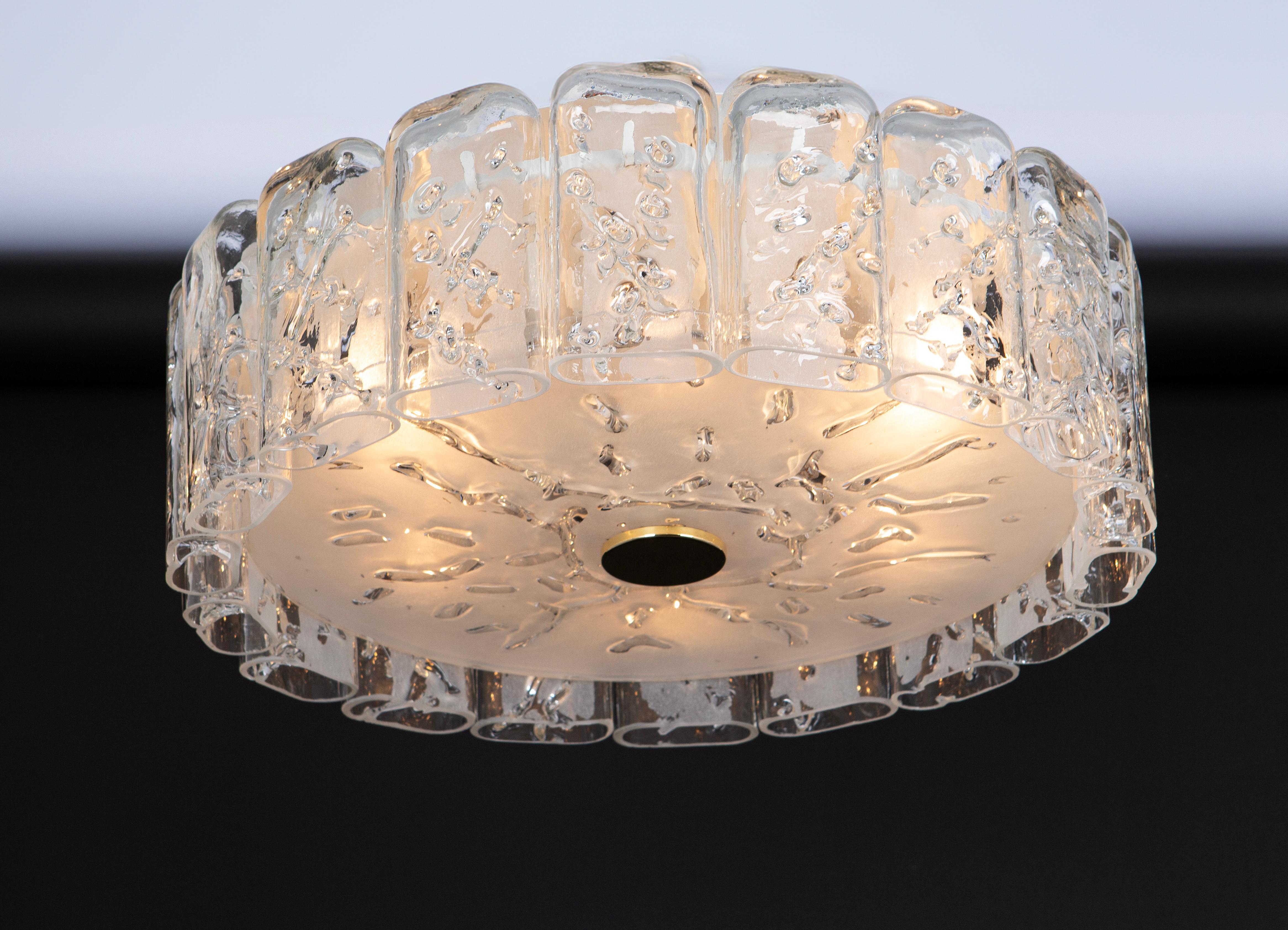 1 of 2 Stunning Glass Tubes Flushmount by Doria, Germany, 1960s For Sale 2