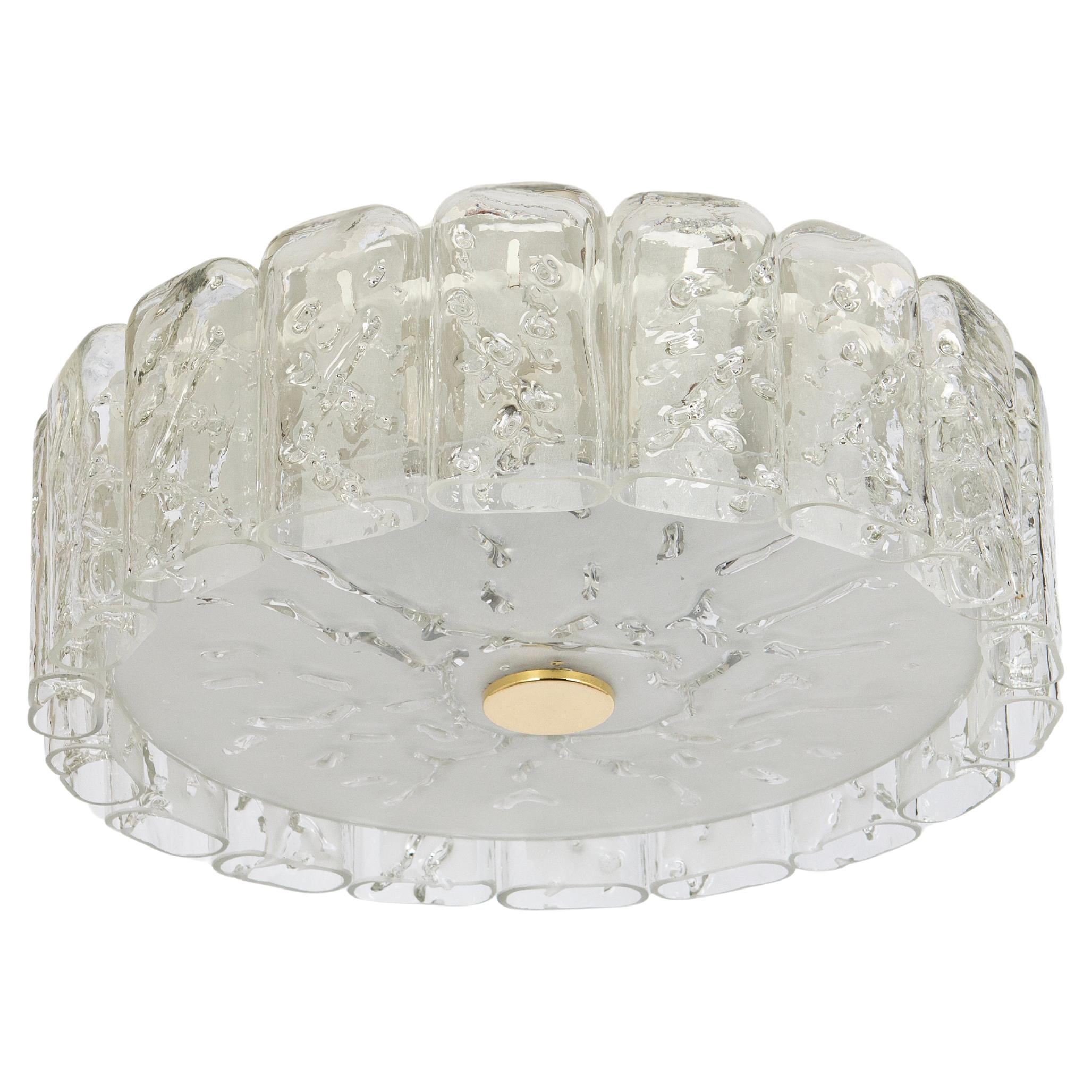 1 of 2 Stunning Glass Tubes Flushmount by Doria, Germany, 1960s