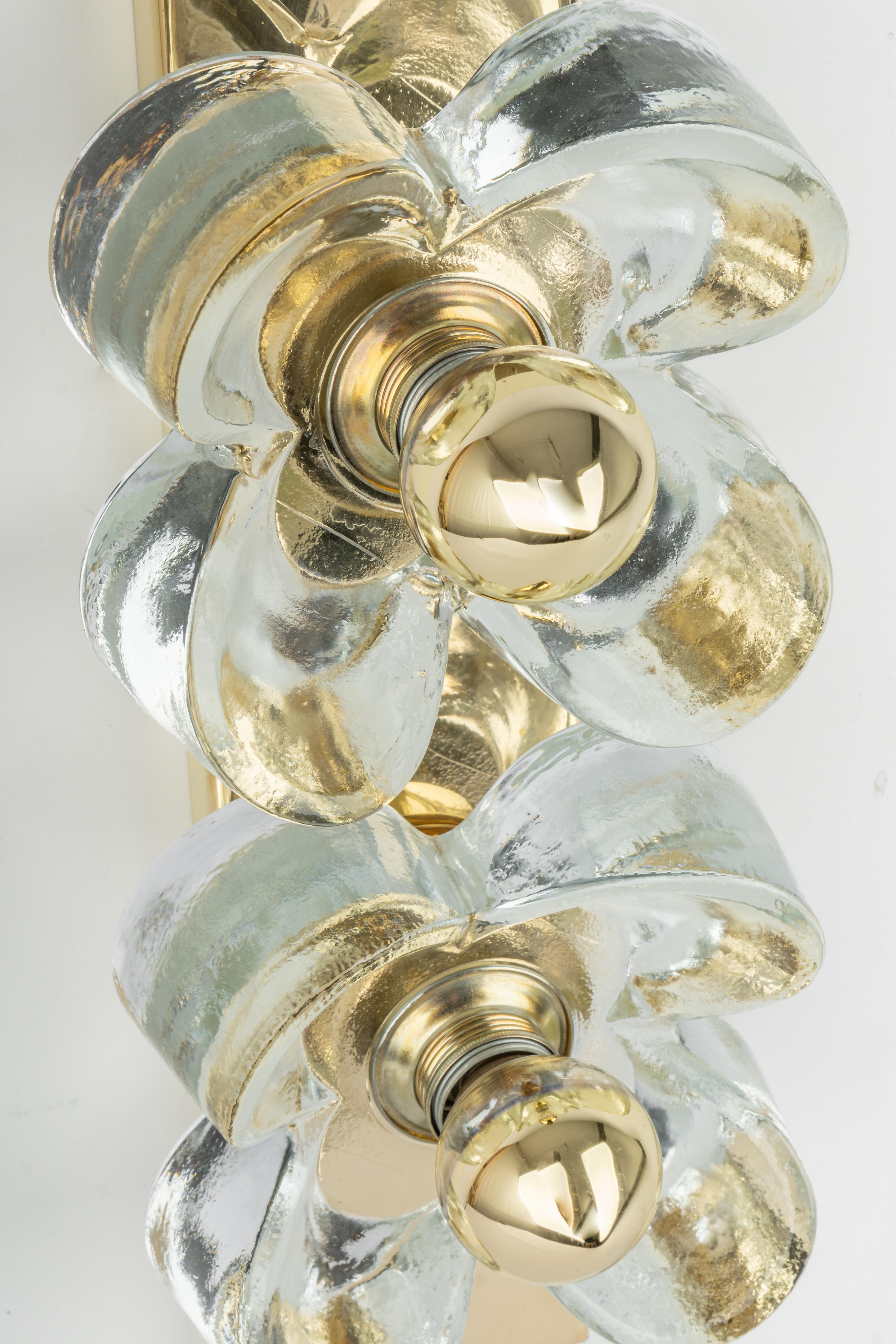 Late 20th Century 1 of 2 Stunning Glass Wall Light by Sische, Germany, 1970s For Sale