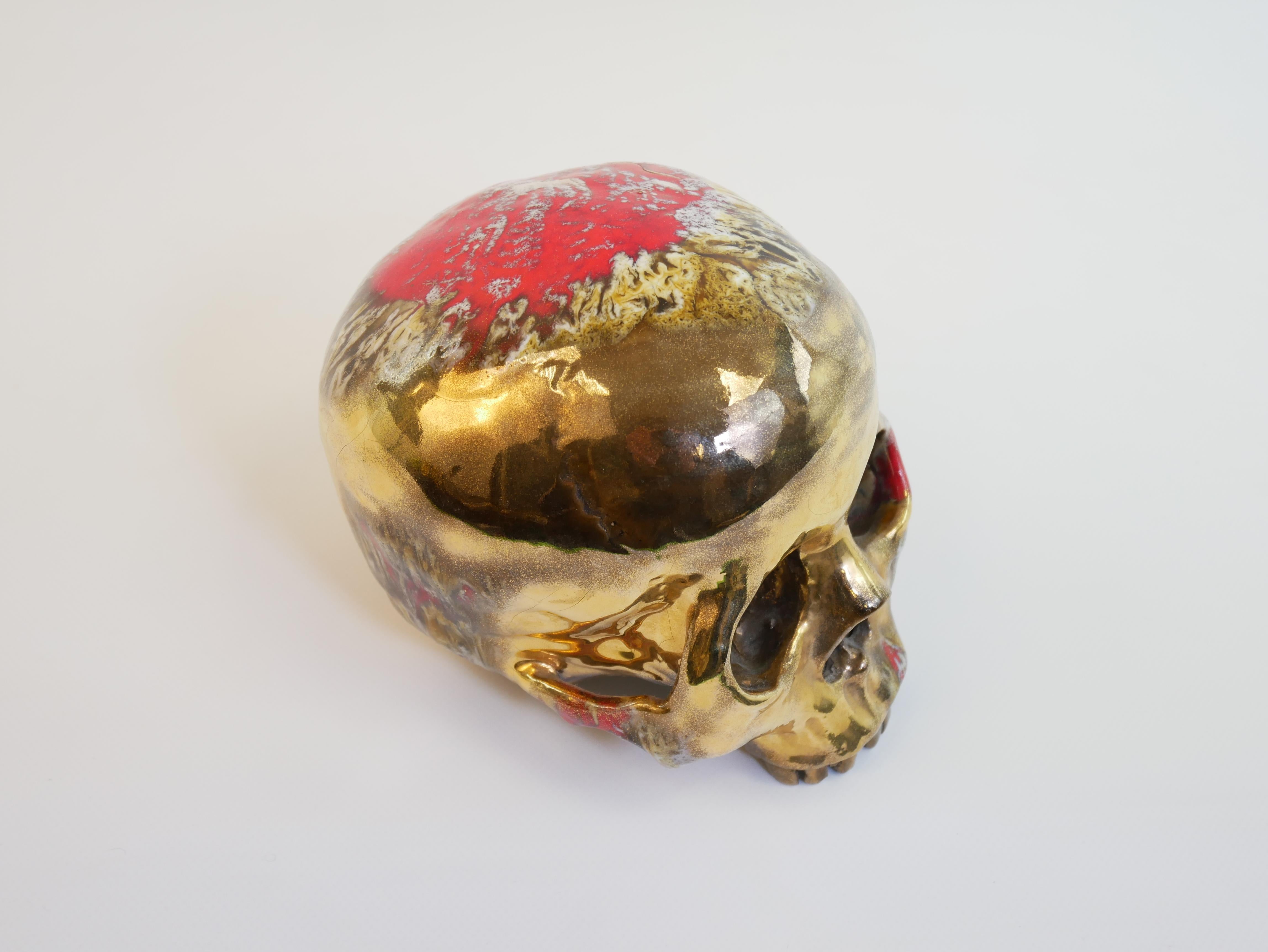 Stupendo teschio in ceramica dorata di Marc Alberghina in vendita 4