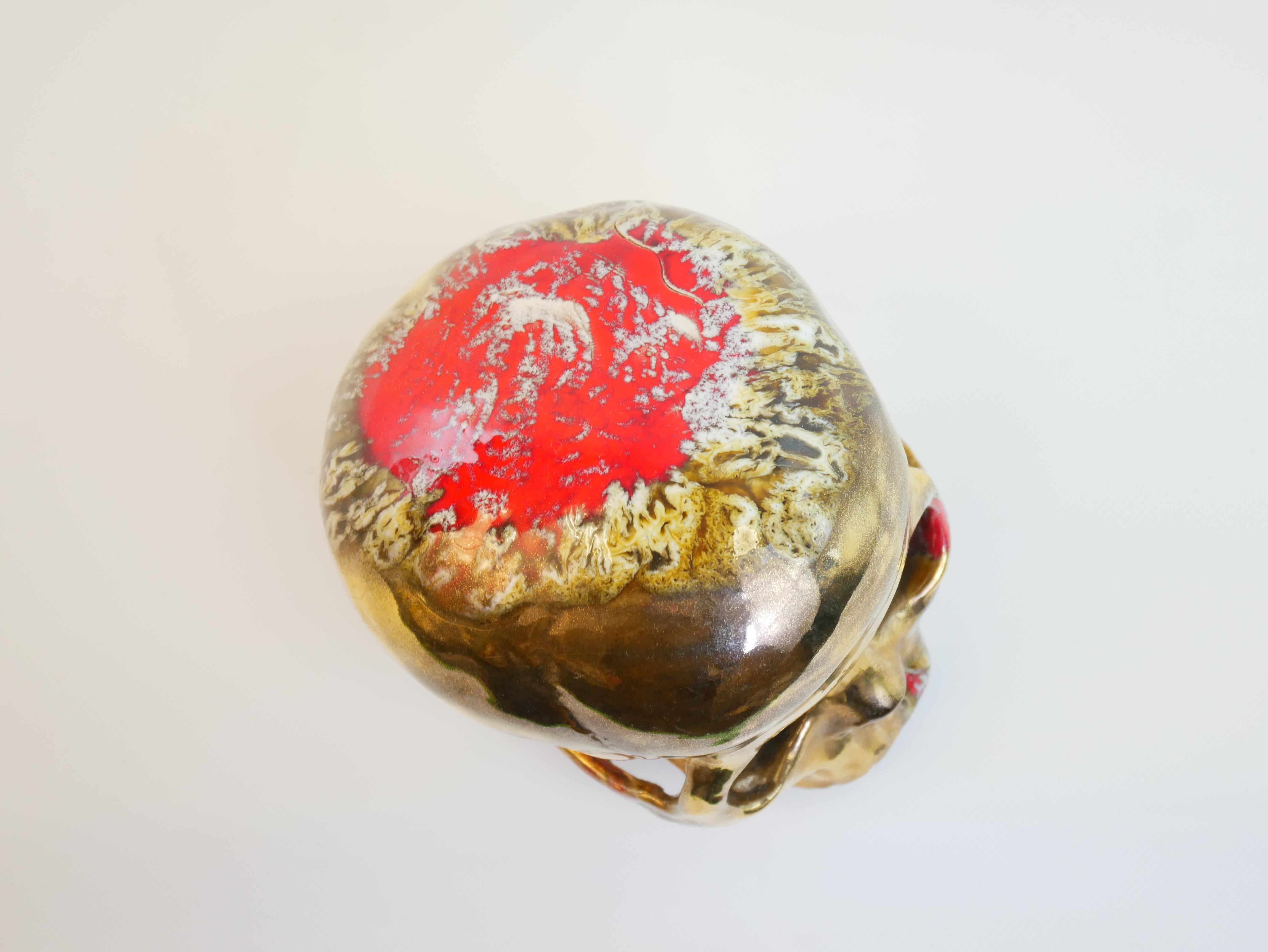 Stupendo teschio in ceramica dorata di Marc Alberghina in vendita 5