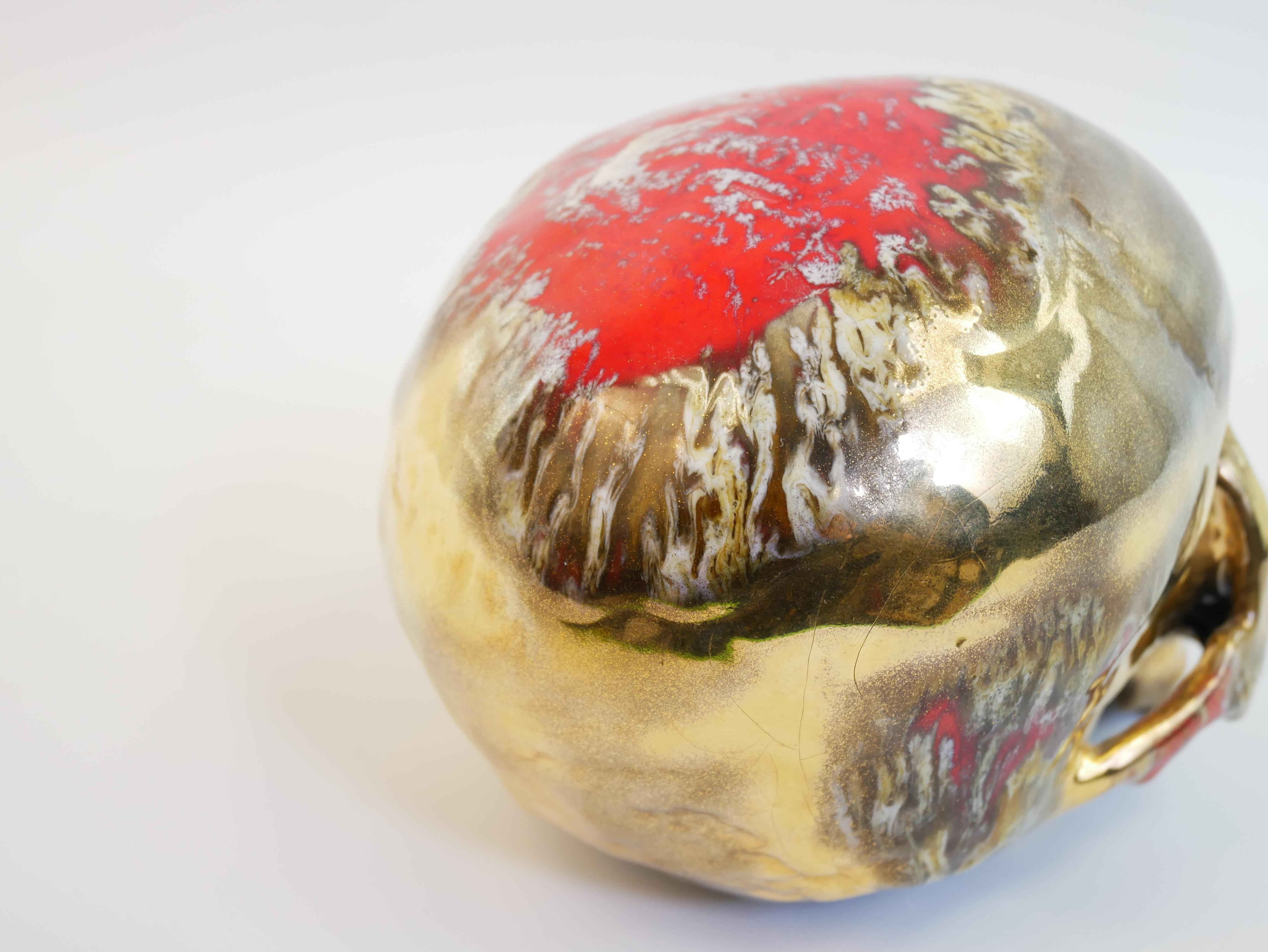 Stupendo teschio in ceramica dorata di Marc Alberghina in vendita 6