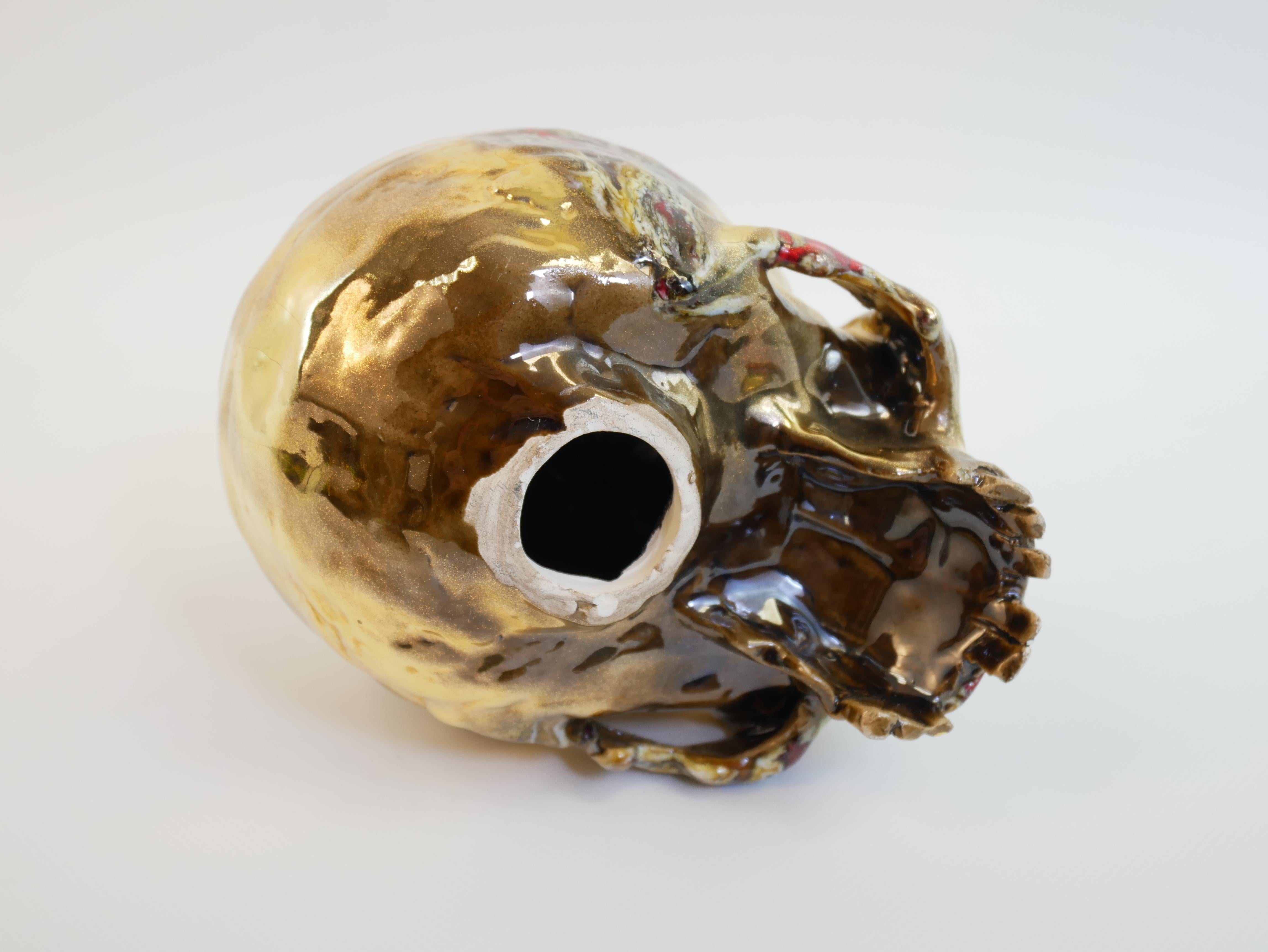 Stupendo teschio in ceramica dorata di Marc Alberghina in vendita 7
