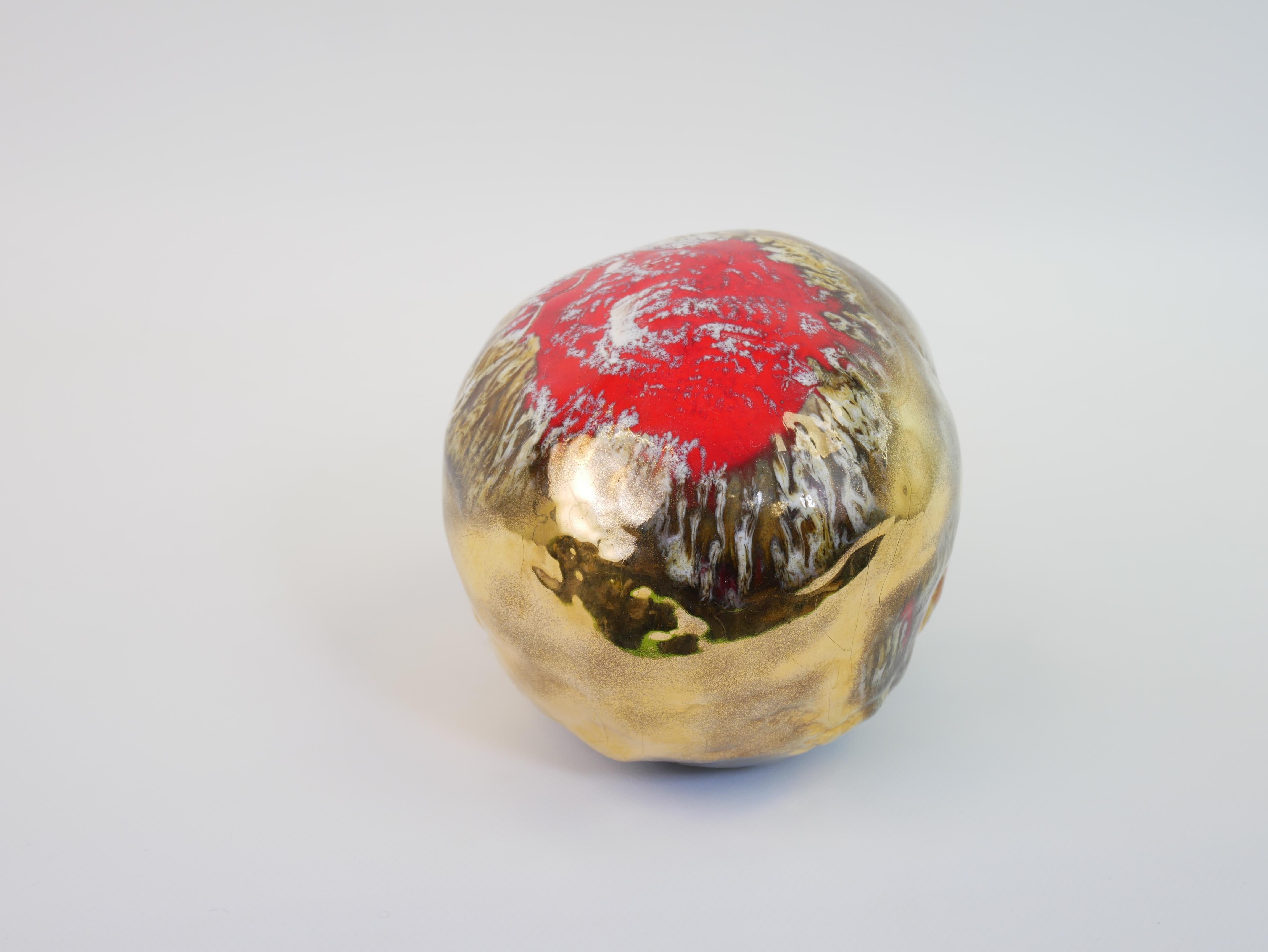 Stupendo teschio in ceramica dorata di Marc Alberghina in vendita 1