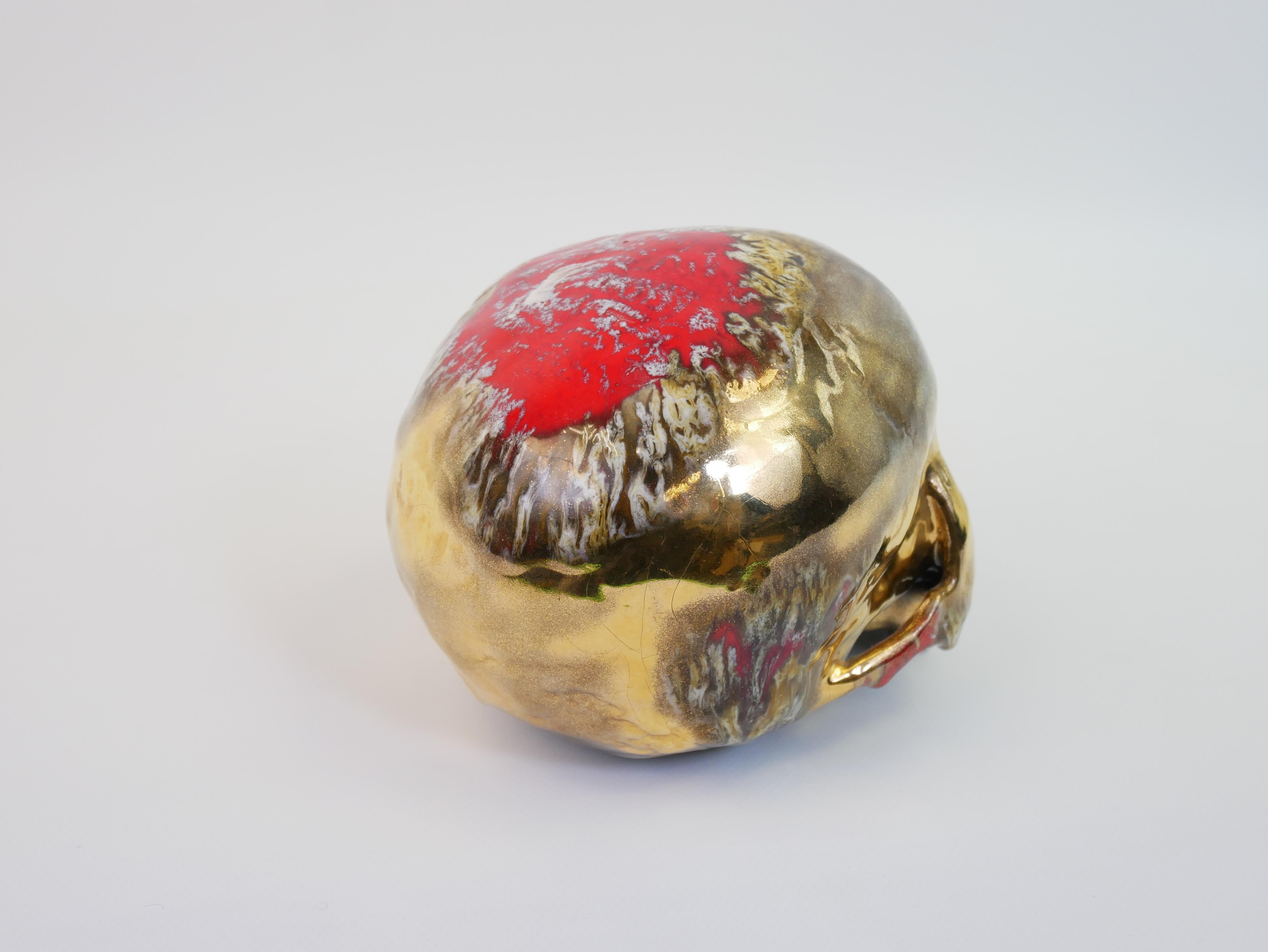 Stupendo teschio in ceramica dorata di Marc Alberghina in vendita 2