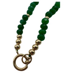Stunning gold gemstone beads necklace 14KT gold