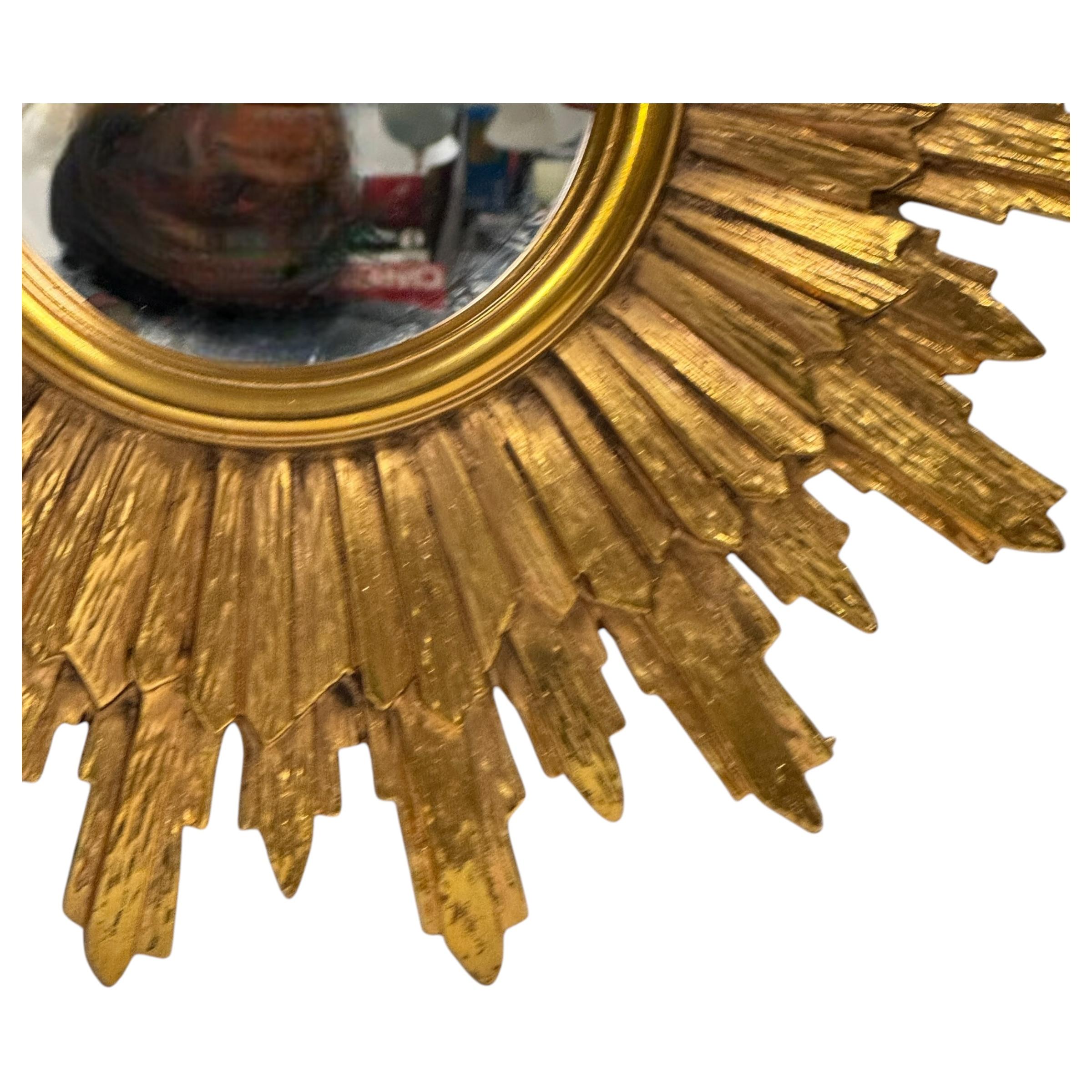 Stunning Gold Gilded Sunburst Starburst Flat Mirror, Toleware Belgium 1960s In Good Condition In Nuernberg, DE