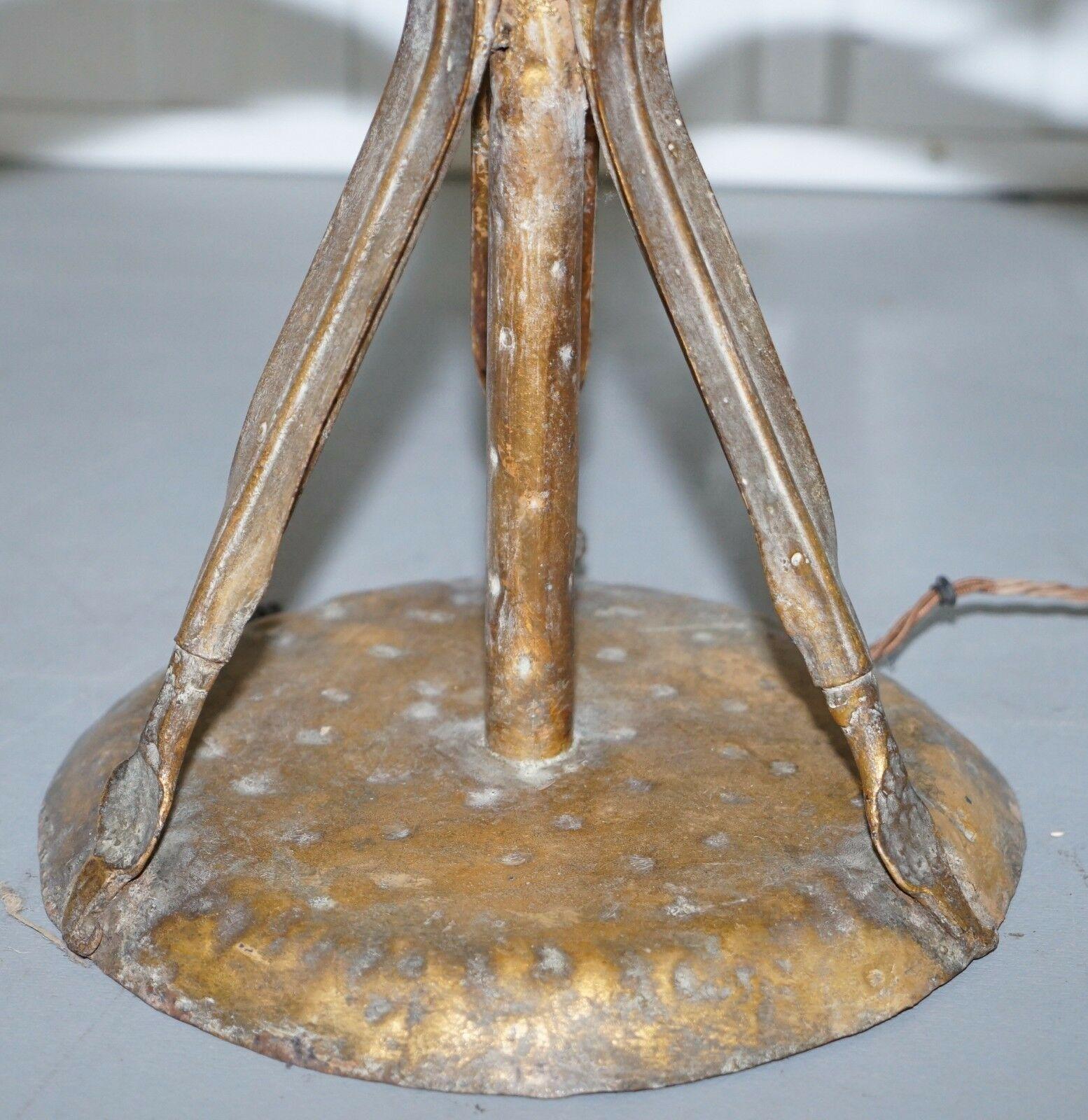 Stunning Gold Leaf Floral Painted Smoked Glass Side Table with Built in Lamp 2