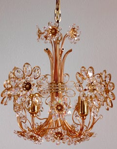 Stunning Gold-Plated and Cut Crystal Chandelier by Palwa, Germany, circa 1970