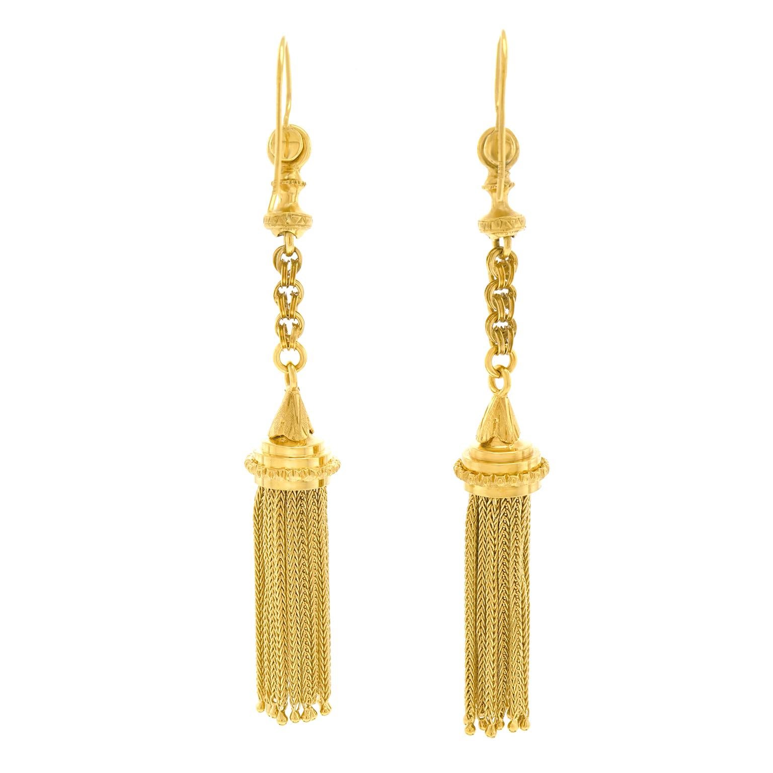 Stunning Gold Victorian Tassel Earrings 4