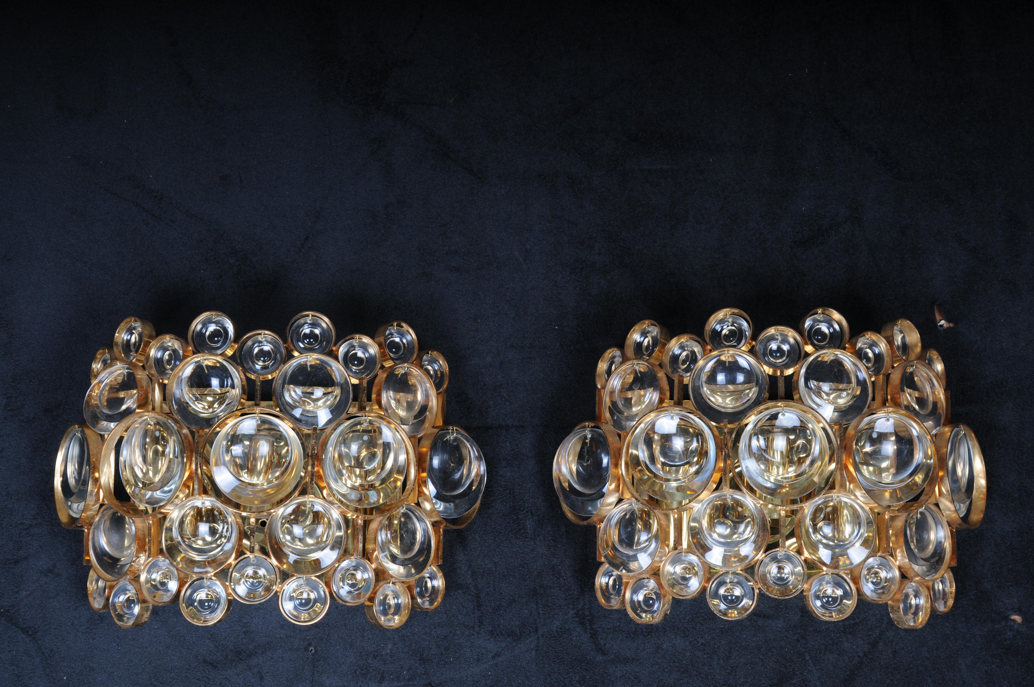 Impresionante aplique de pared dorado, fabricado por Palwa, Alemania, hacia 1960-1969. Latón en venta