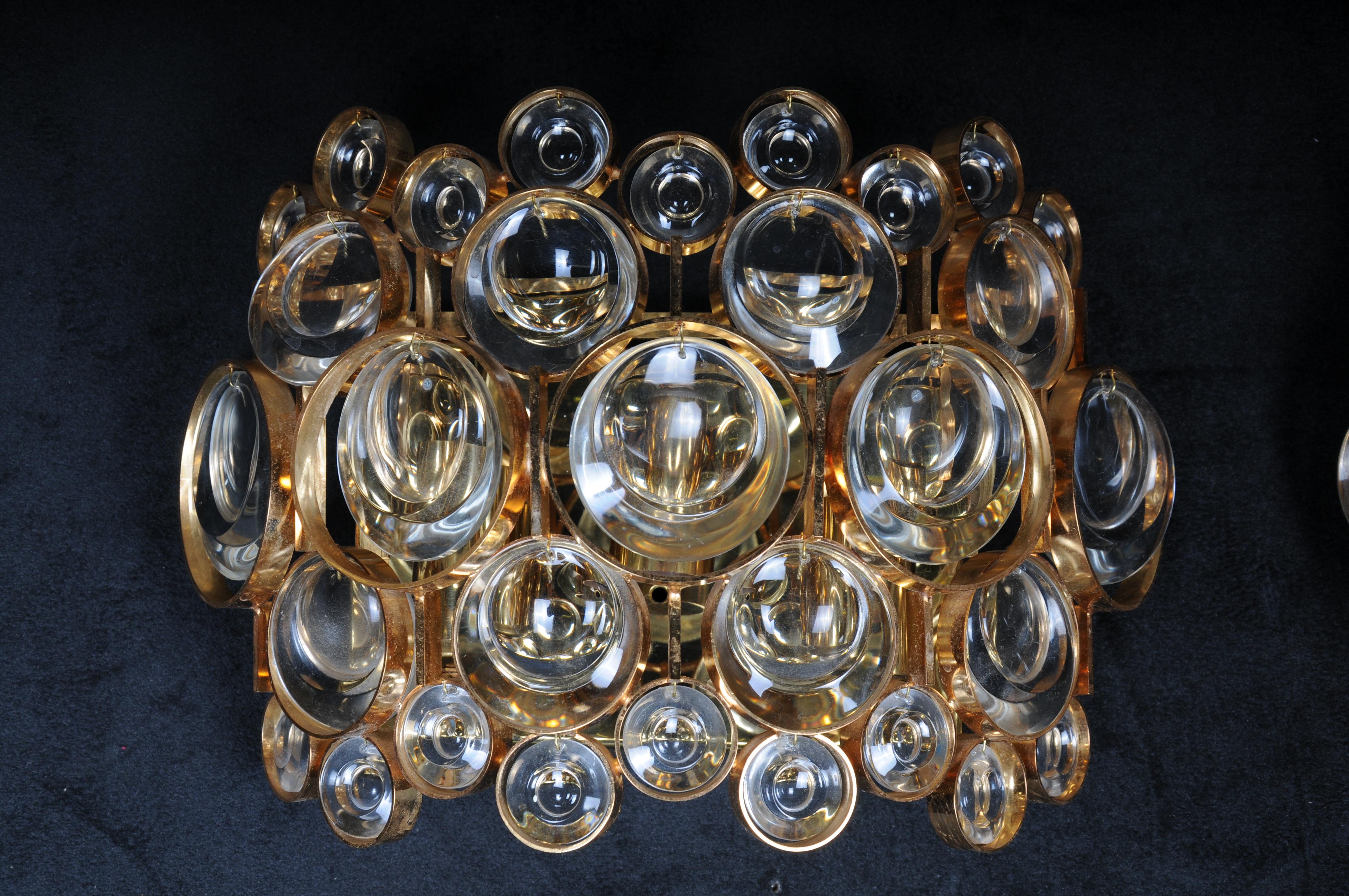 Impresionante aplique de pared dorado, fabricado por Palwa, Alemania, hacia 1960-1969. en venta 2