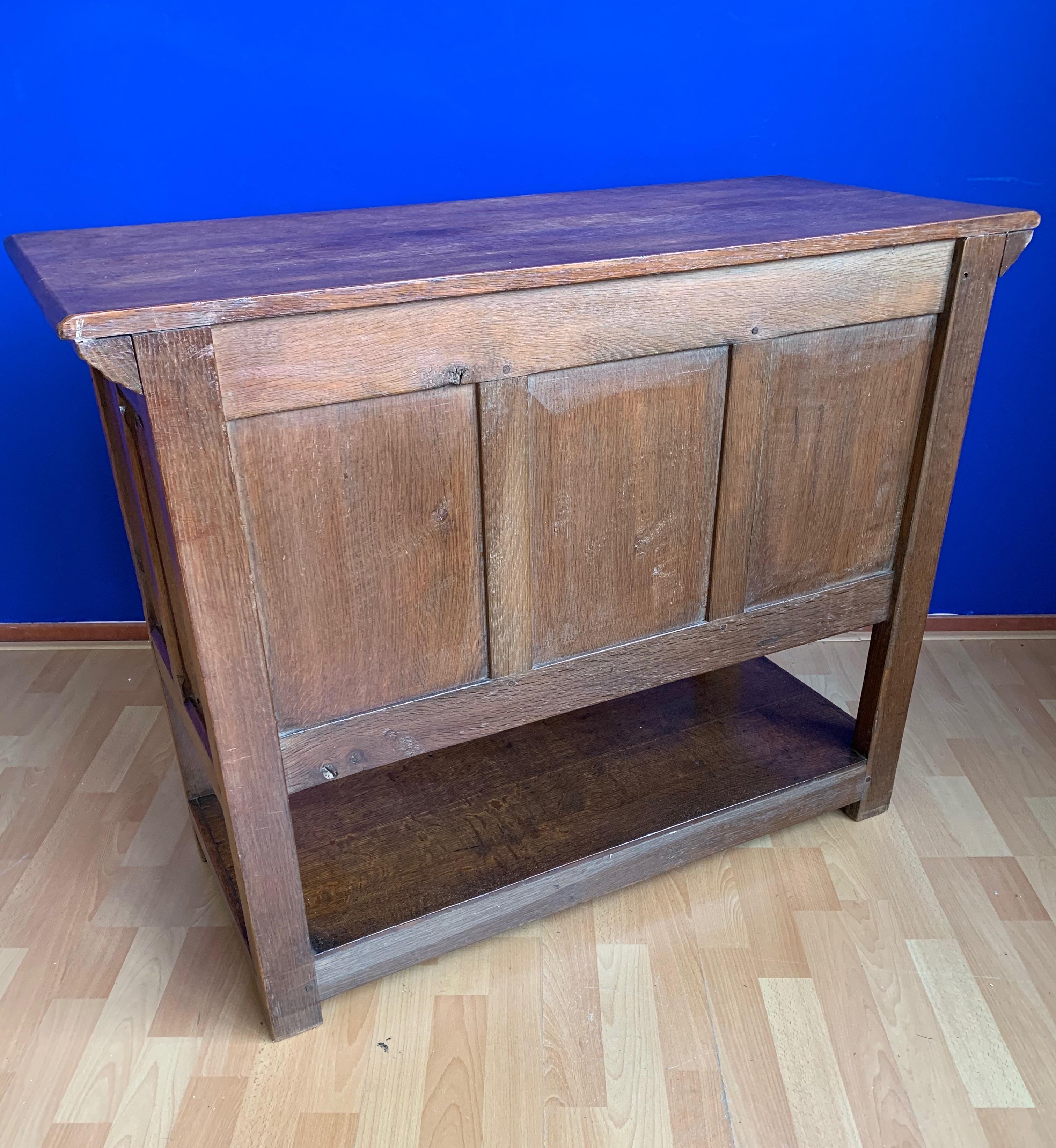 Stunning Gothic Revival Sideboard/Small Credenza with Hand Carved Church Windows 2