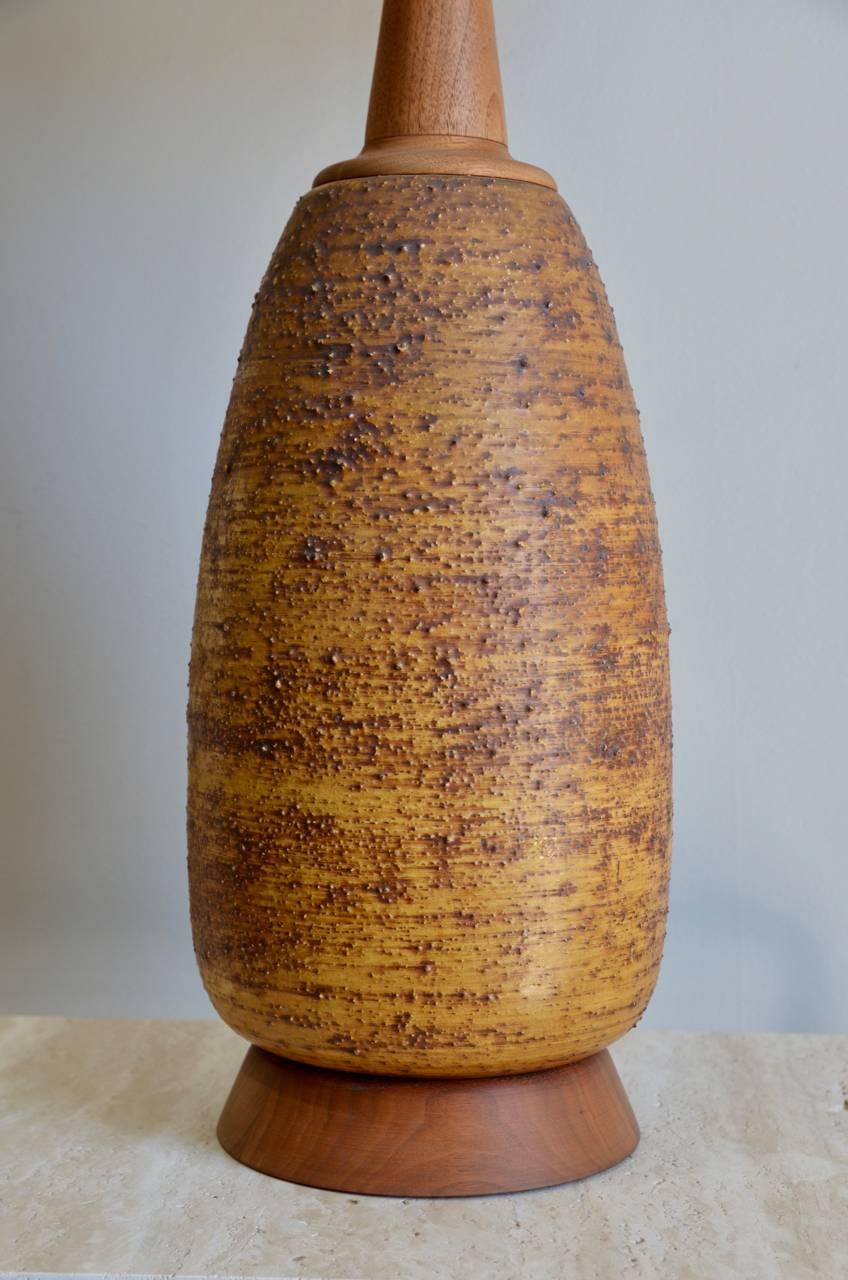 American Stunning Gourd Ceramic Lamp with Intact Maria Kipp Shade
