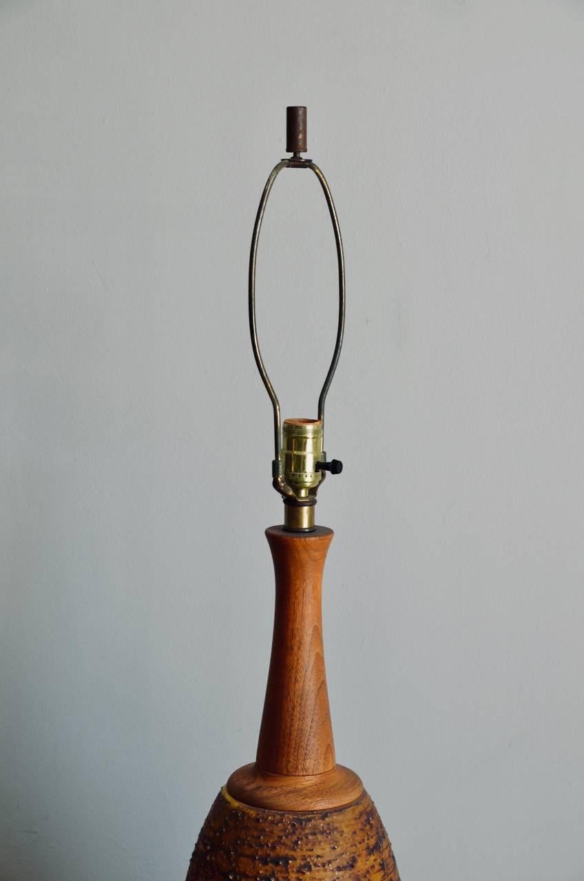 Late 20th Century Stunning Gourd Ceramic Lamp with Intact Maria Kipp Shade
