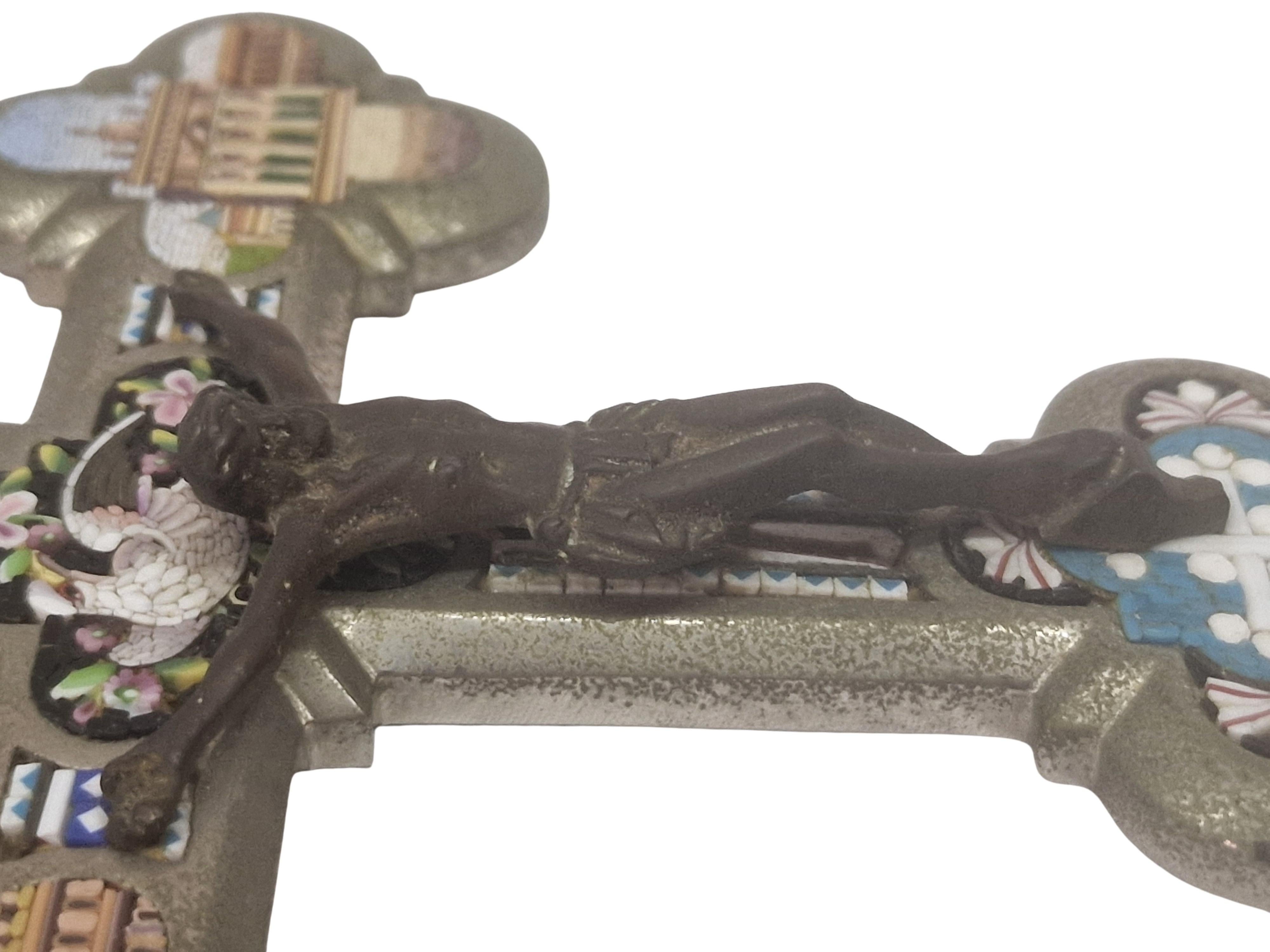 Stunning Grand Tour Souvenir, micro mosaic cross, Art Deco, 1930s, Rome, Italy For Sale 5