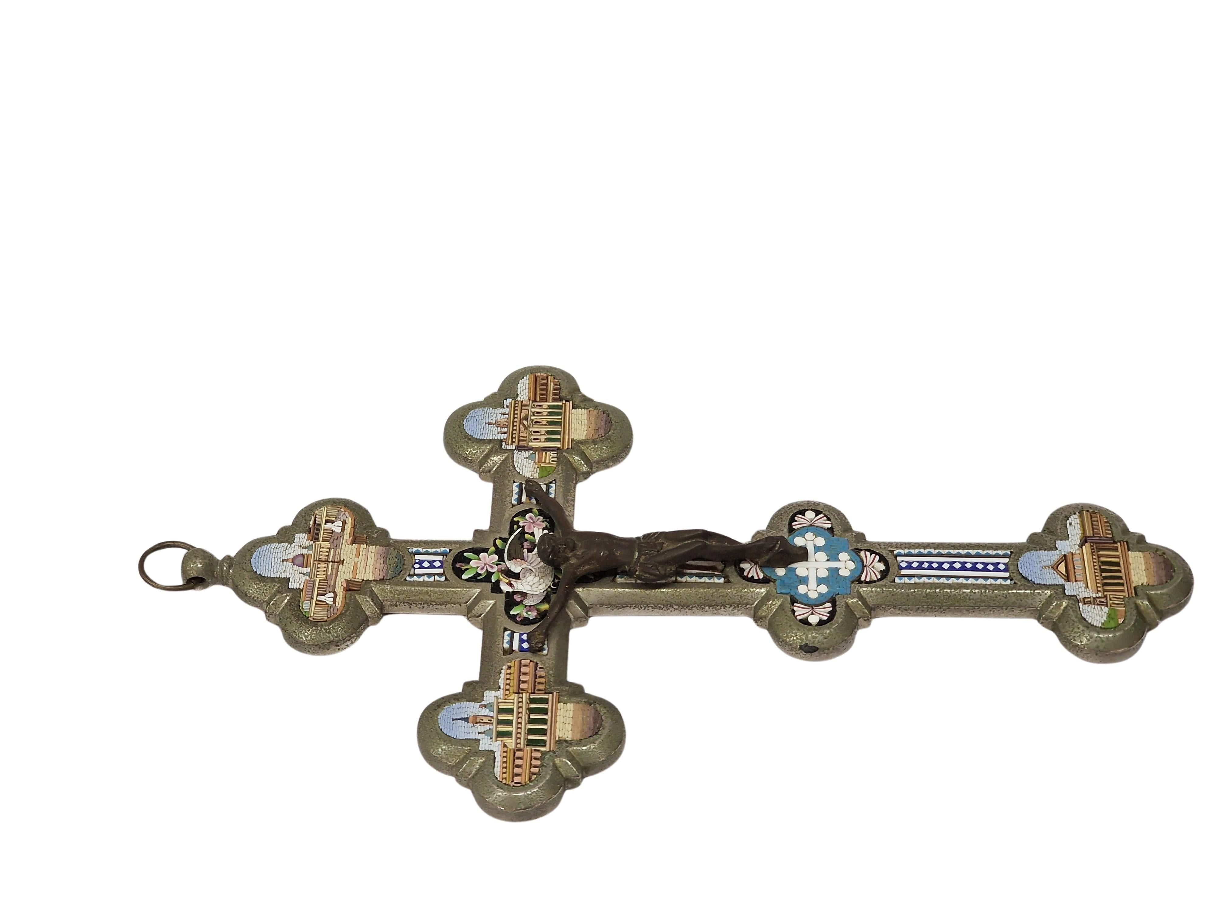 Stunning Grand Tour Souvenir, micro mosaic cross, Art Deco, 1930s, Rome, Italy For Sale 6