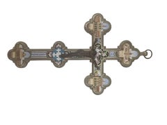 Stunning Grand Tour Souvenir, micro mosaic cross, Art Deco, 1930s, Rome, Italy