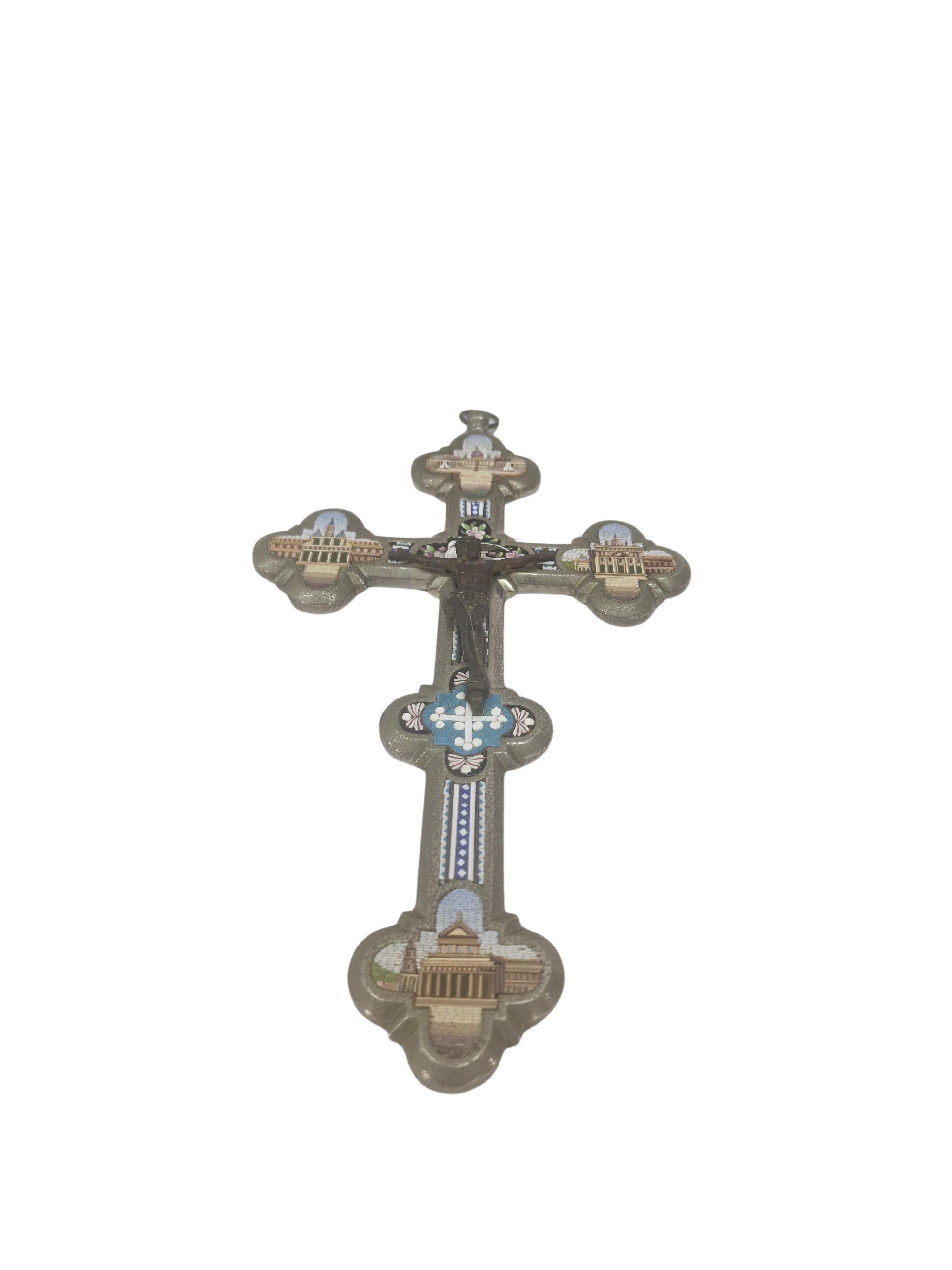 Italian Stunning Grand Tour Souvenir, micro mosaic cross, Art Deco, 1930s, Rome, Italy For Sale