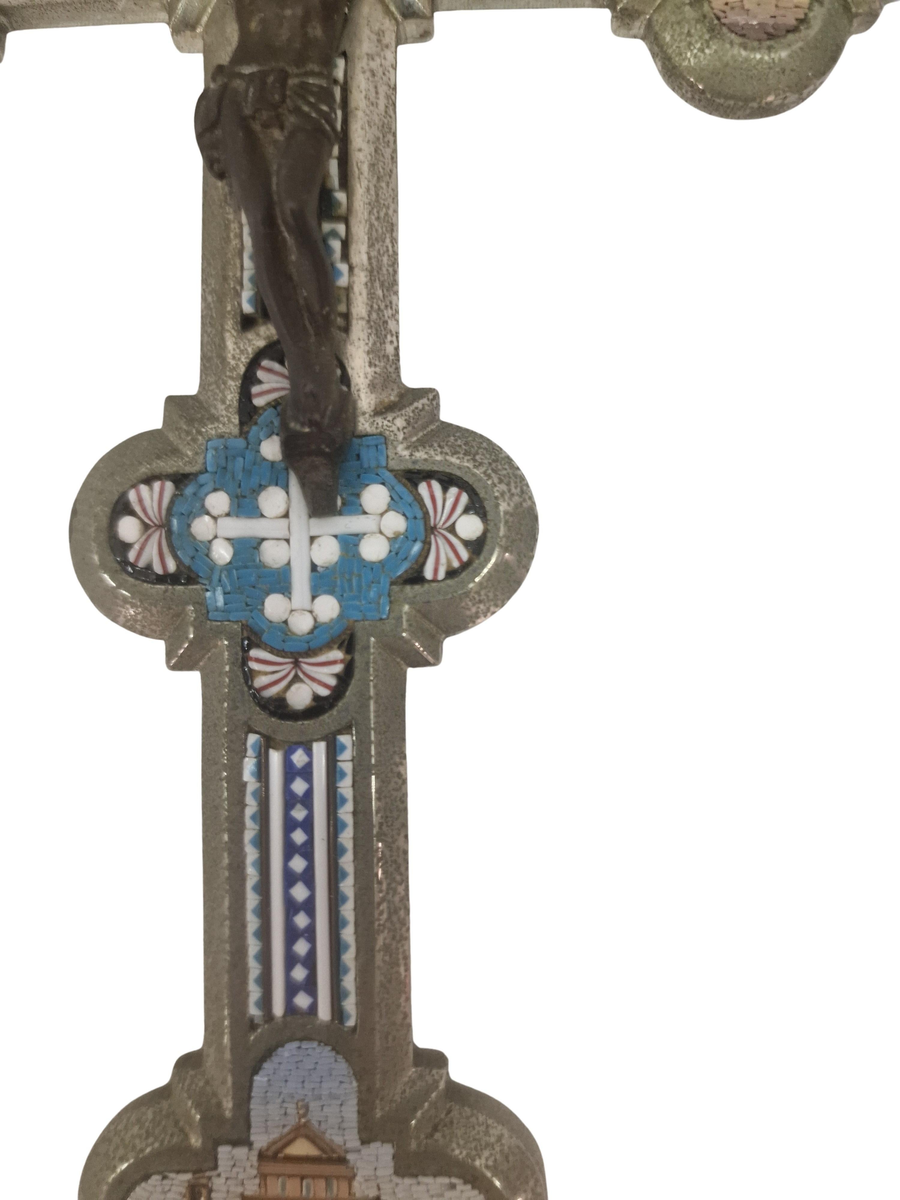 Stunning Grand Tour Souvenir, micro mosaic cross, Art Deco, 1930s, Rome, Italy In Good Condition For Sale In Wien, AT