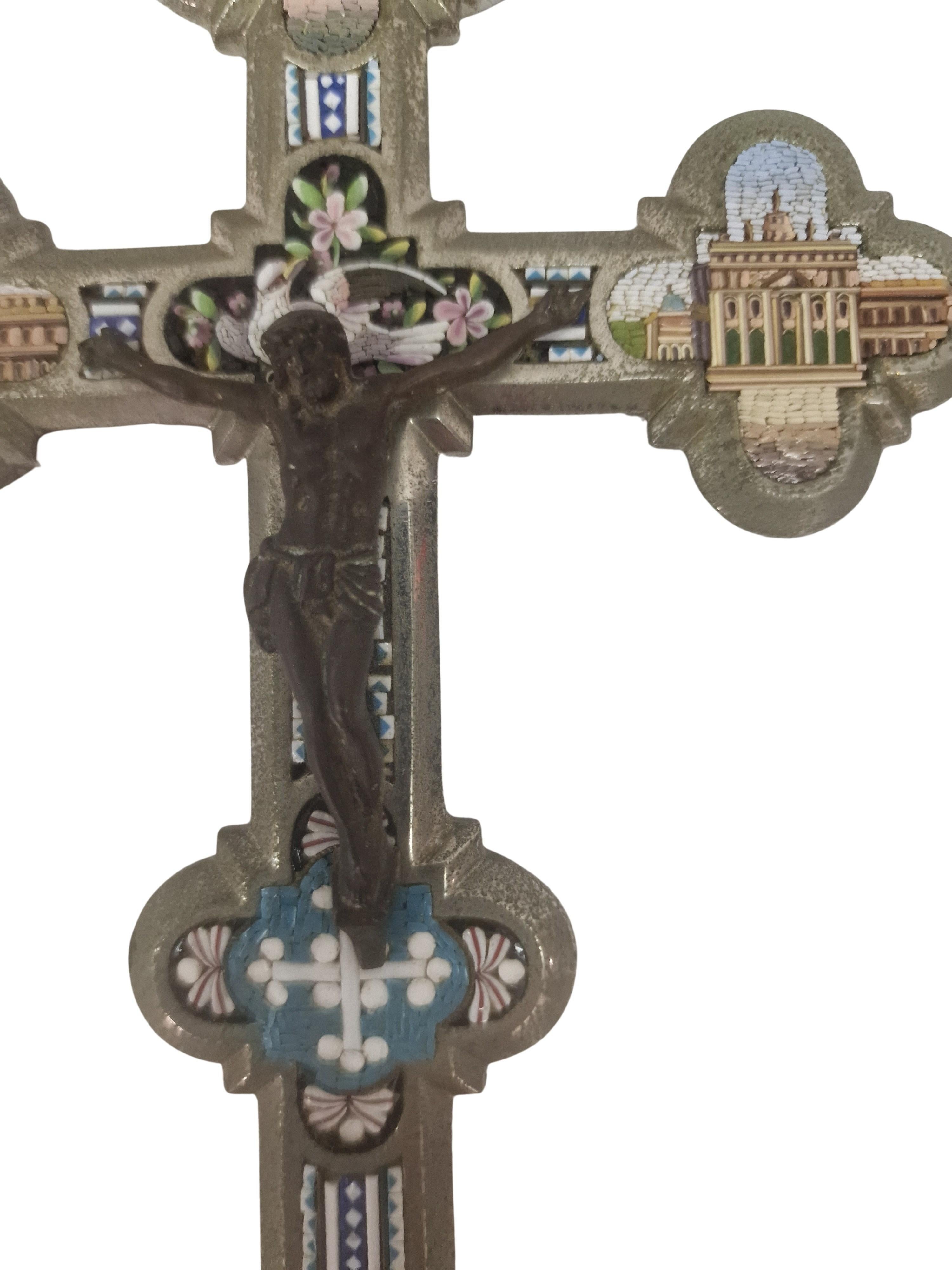 Mid-20th Century Stunning Grand Tour Souvenir, micro mosaic cross, Art Deco, 1930s, Rome, Italy For Sale
