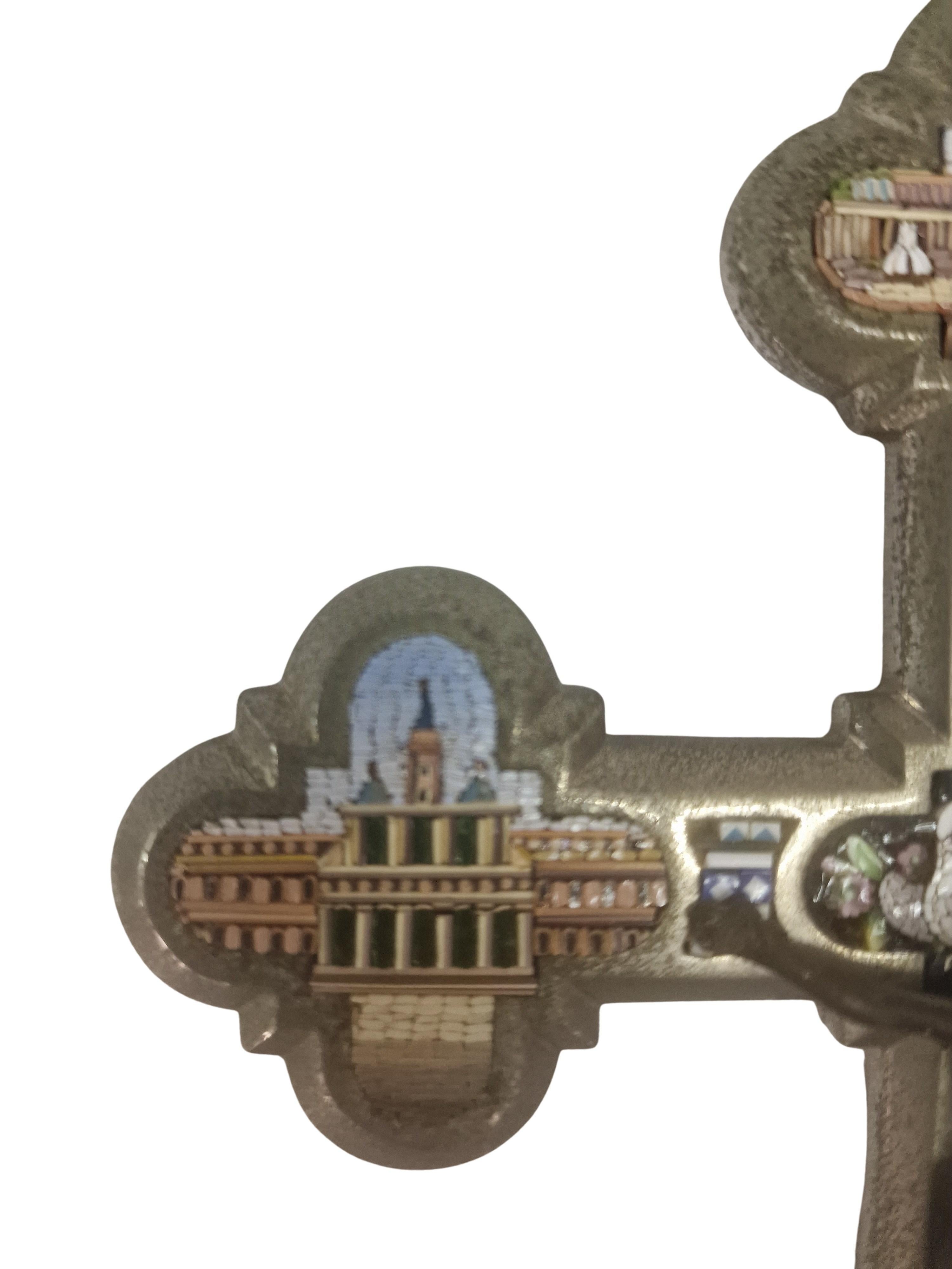 Stunning Grand Tour Souvenir, micro mosaic cross, Art Deco, 1930s, Rome, Italy For Sale 1