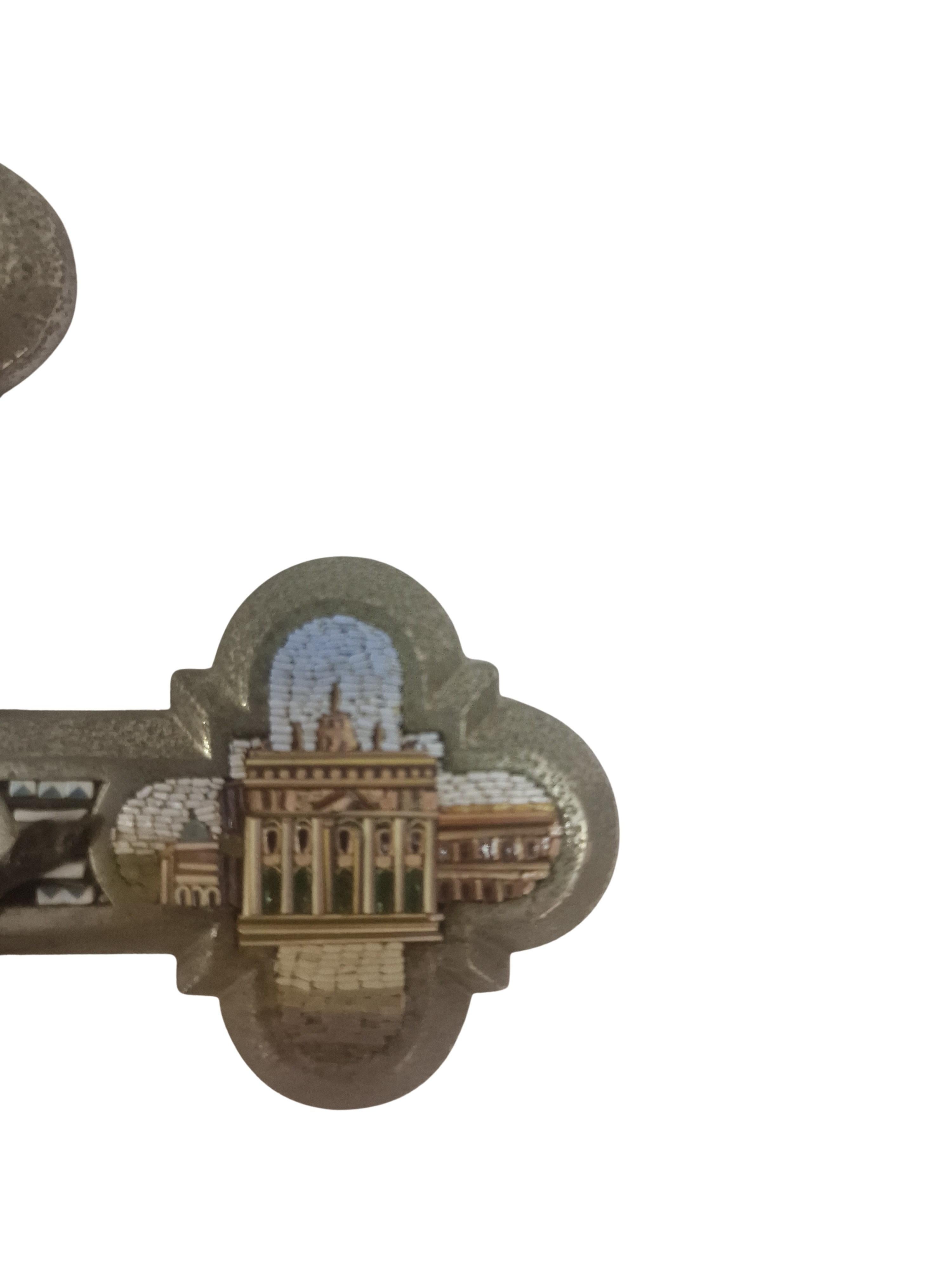 Stunning Grand Tour Souvenir, micro mosaic cross, Art Deco, 1930s, Rome, Italy For Sale 2
