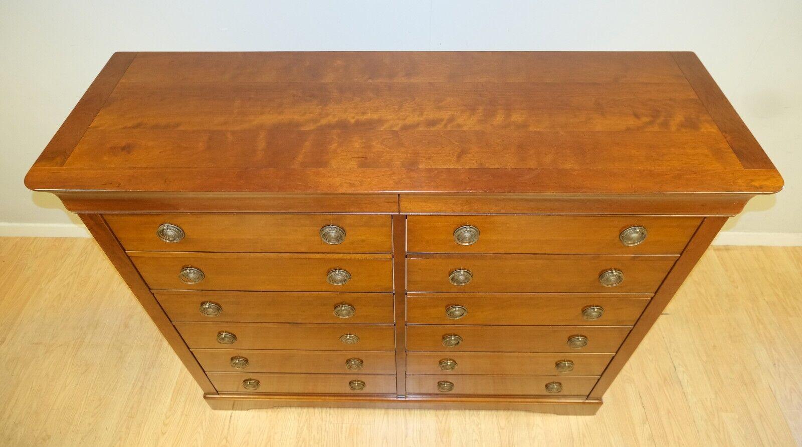 20th Century Stunning Grange Brown Cherry Wood Tall Chest of Drawers 14 Drawers Plinth Base