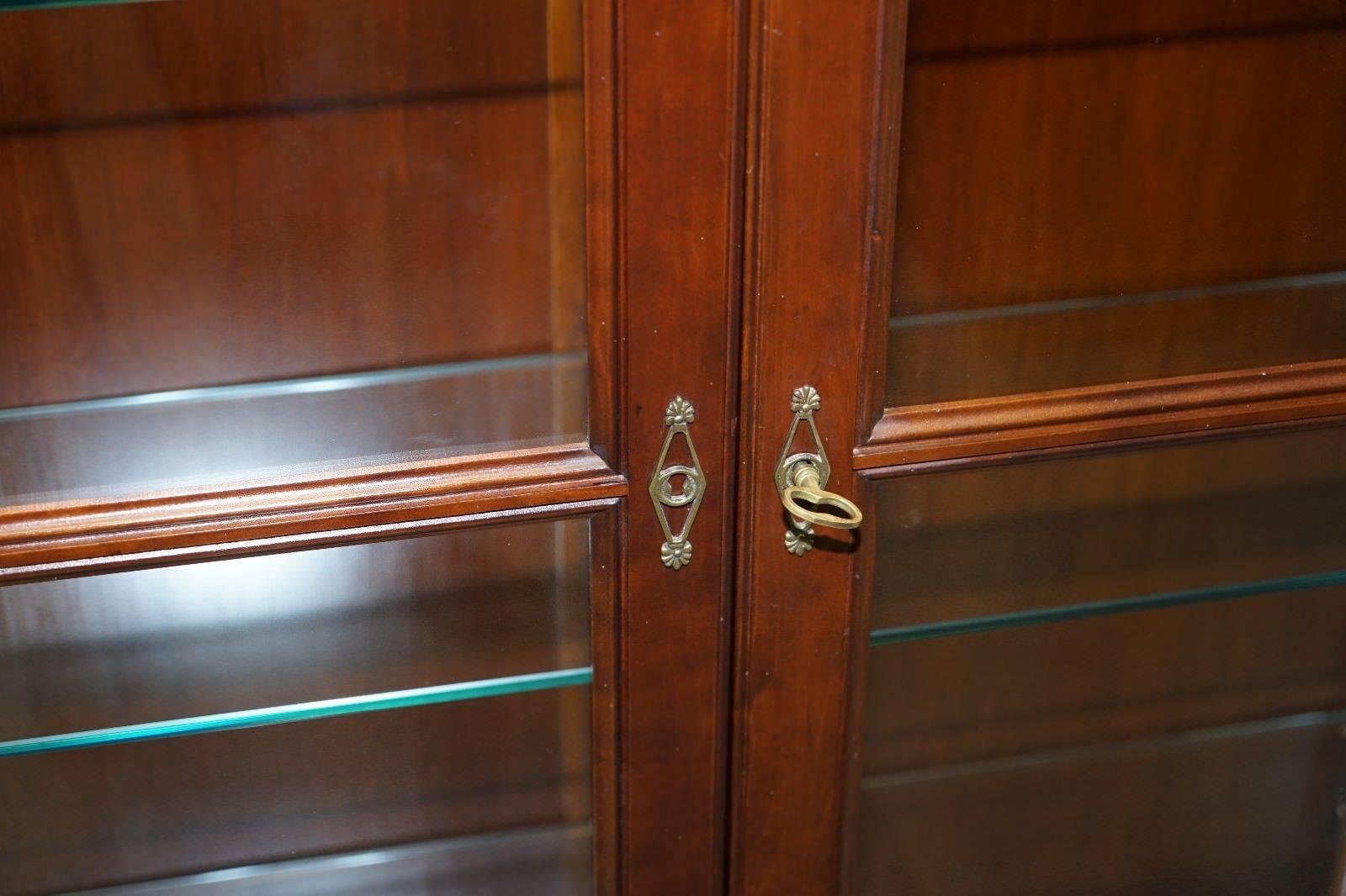 French Provincial Stunning Grange Solid Cherry Wood Glass Display Cabinet with Lights Bookcase