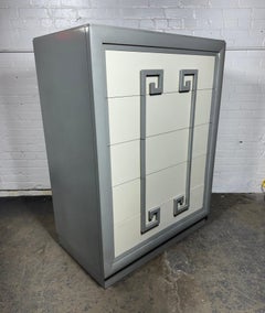 Stunning Greek Key Tall Mandarin Chest Designed by Kittinger 1940s Modern