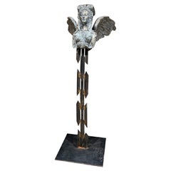 Stunning Greek Sphinx White Sculpture Female Bronze Forged Steel