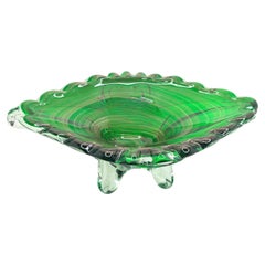 Superbe centre de table vintage en verre de Murano vert et transparent, Italie, années 1960