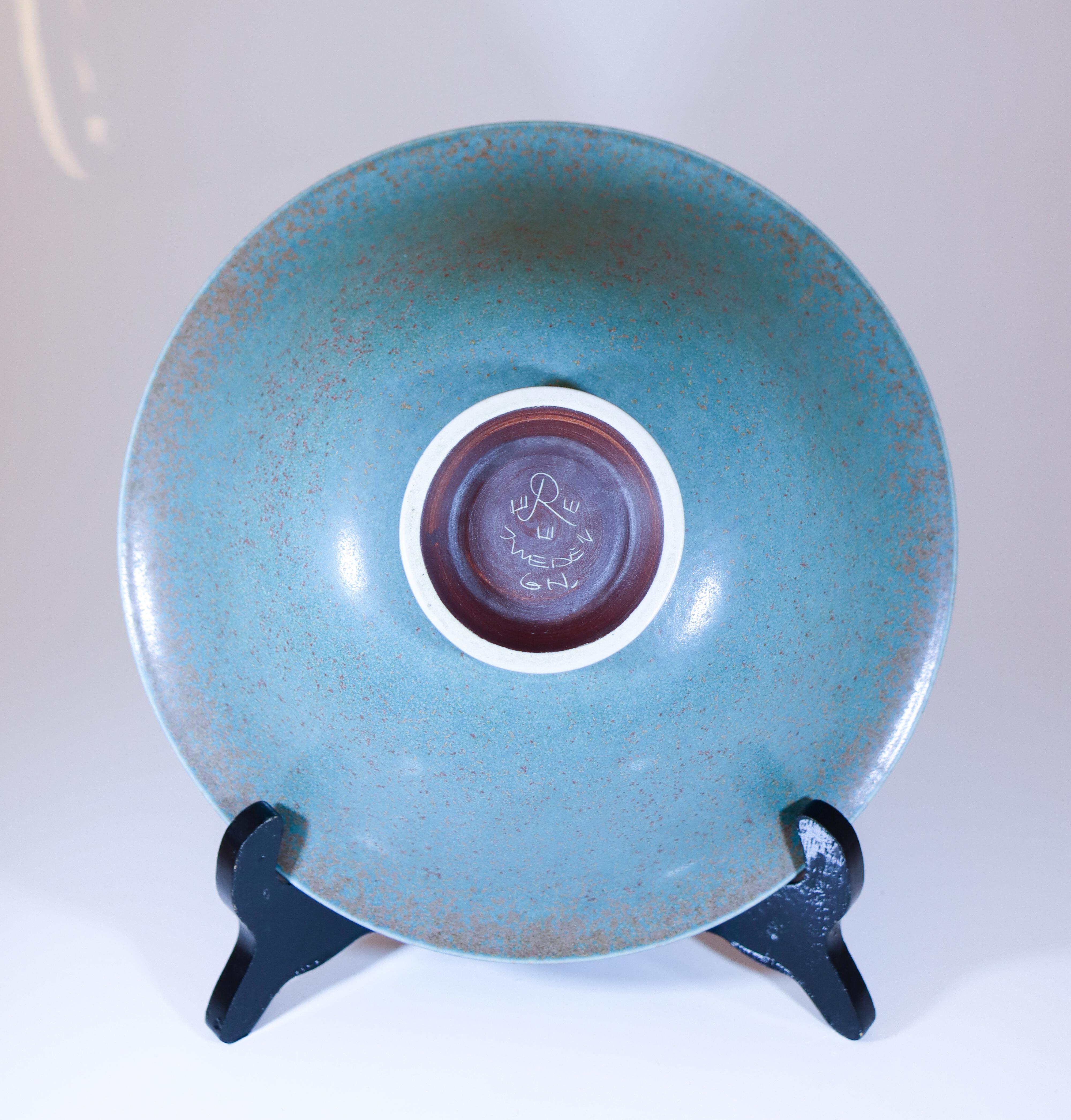 Ceramic Stunning Green Bowl - Gunnar Nylund - Rörstrand  - Mid 20th Century For Sale