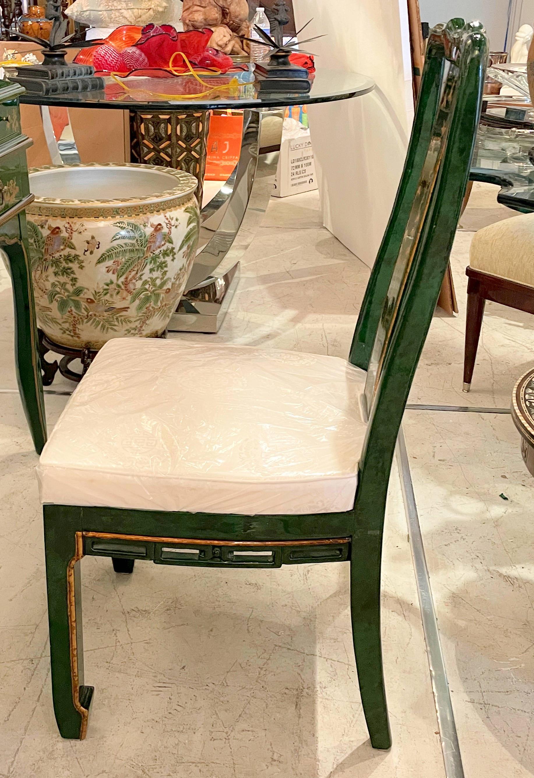 Stunning Green Chinoiserie Lacquer Carlton House Desk & Matching Chair 11