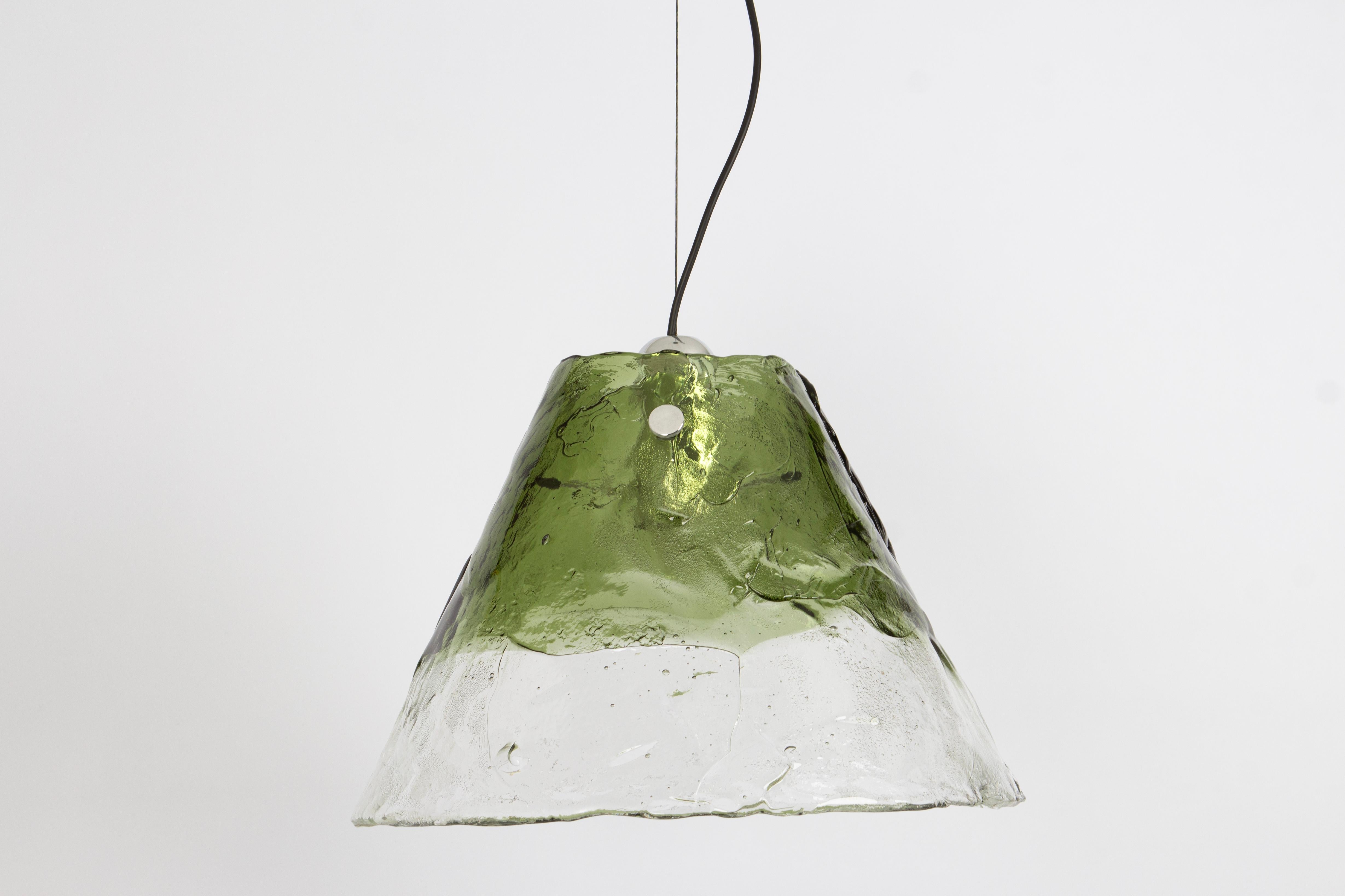 Atemberaubende grüne Murano-Pendelleuchte im Stil von Carlo Nason von Kalmar, 1970er Jahre (Moderne der Mitte des Jahrhunderts) im Angebot