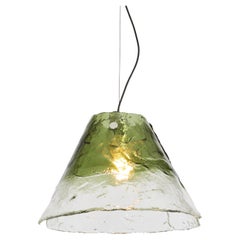 Splendida lampada a sospensione di Murano verde in stile Carlo Nason di Kalmar, anni '70