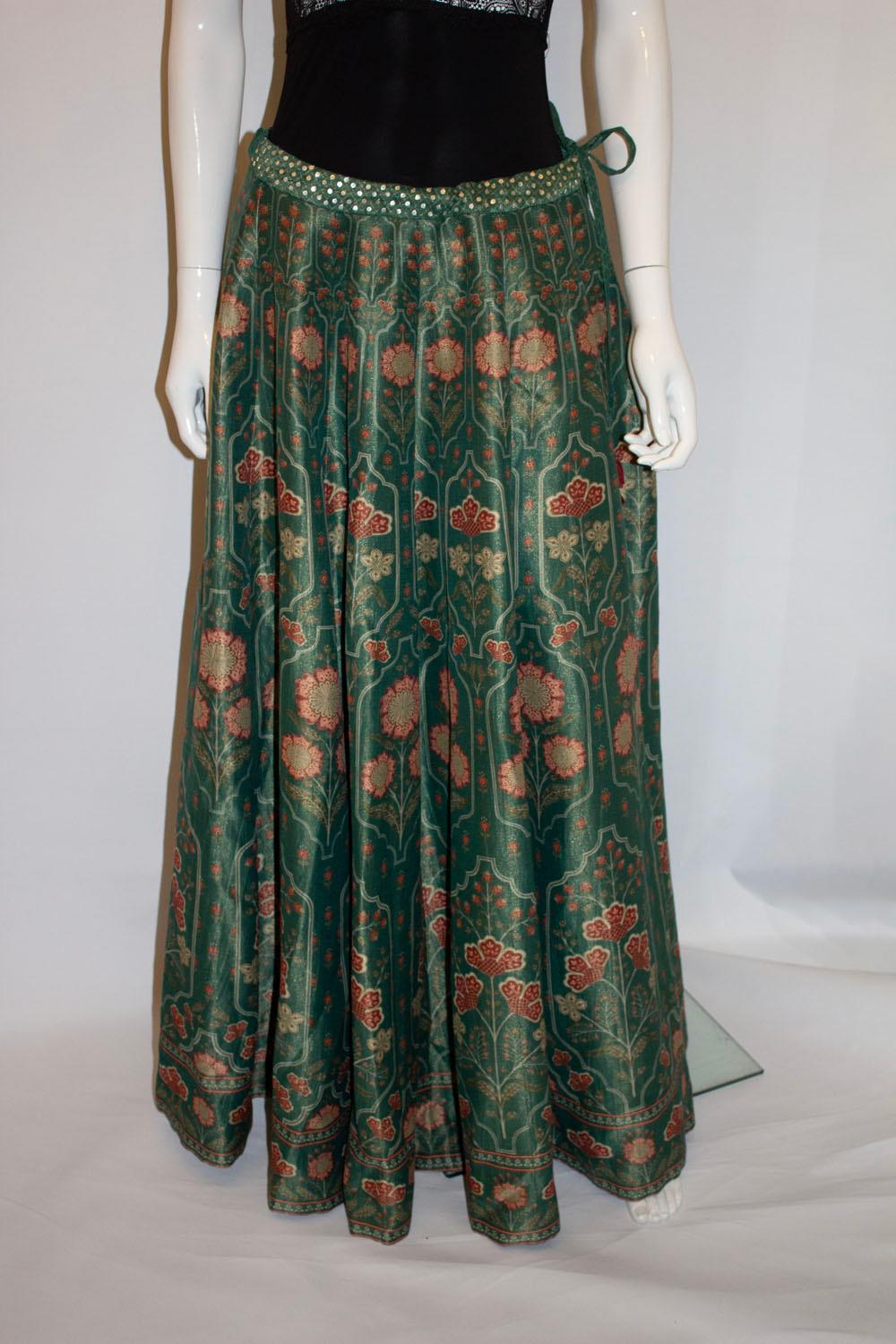 Black Stunning Green Silk Skirt by Anita Dongre For Sale