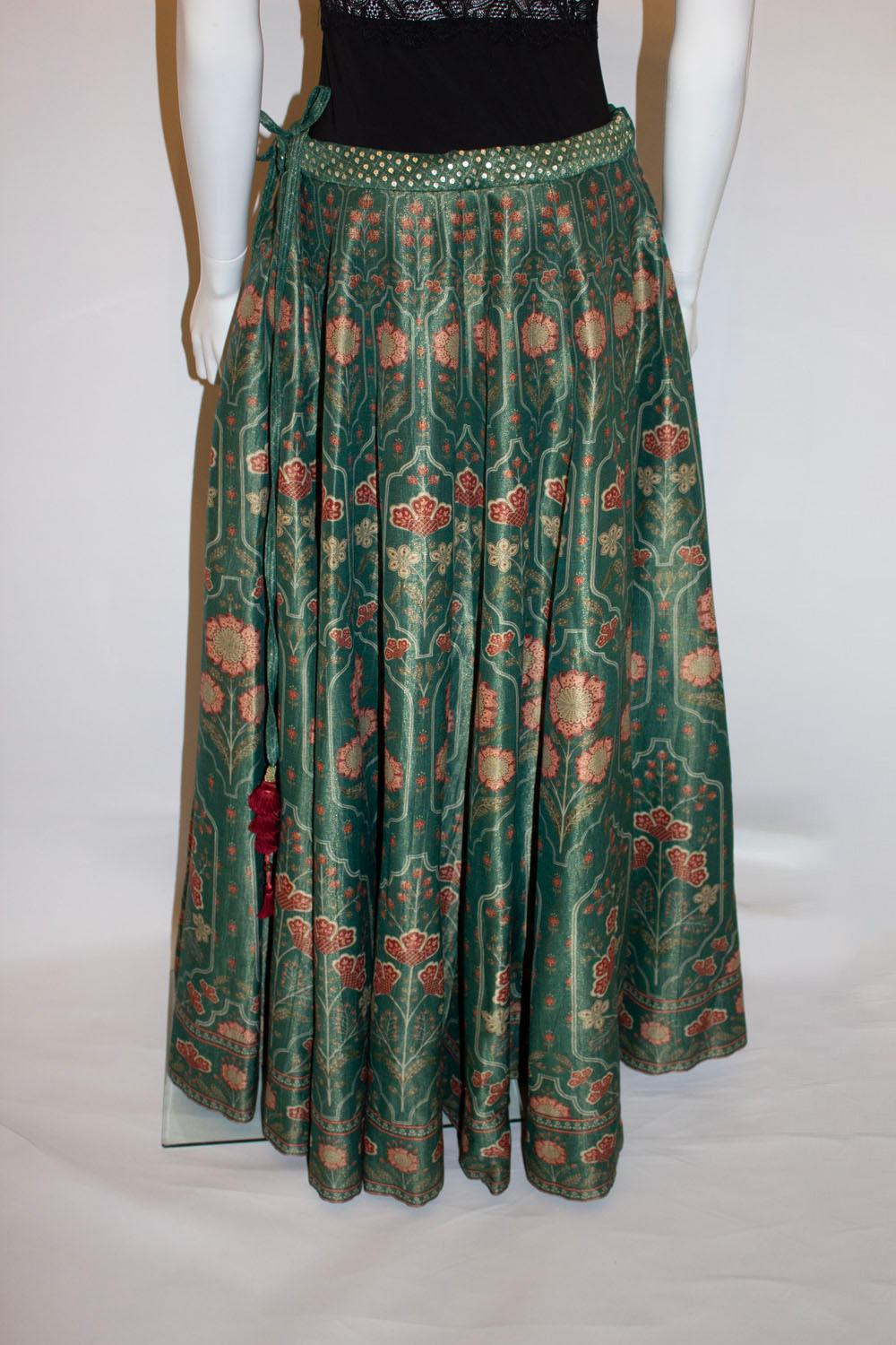 Stunning Green Silk Skirt by Anita Dongre For Sale 2