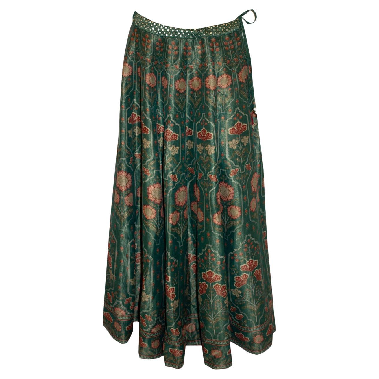 Stunning Green Silk Skirt by Anita Dongre For Sale