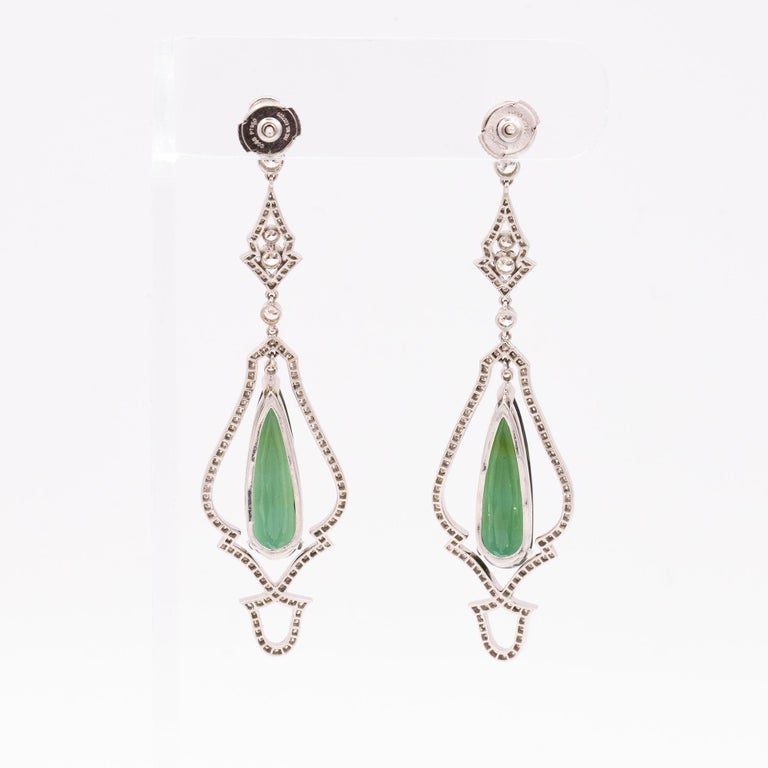 Stunning Green Tourmaline and Diamond Platinum Drop Earrings-Retail ...