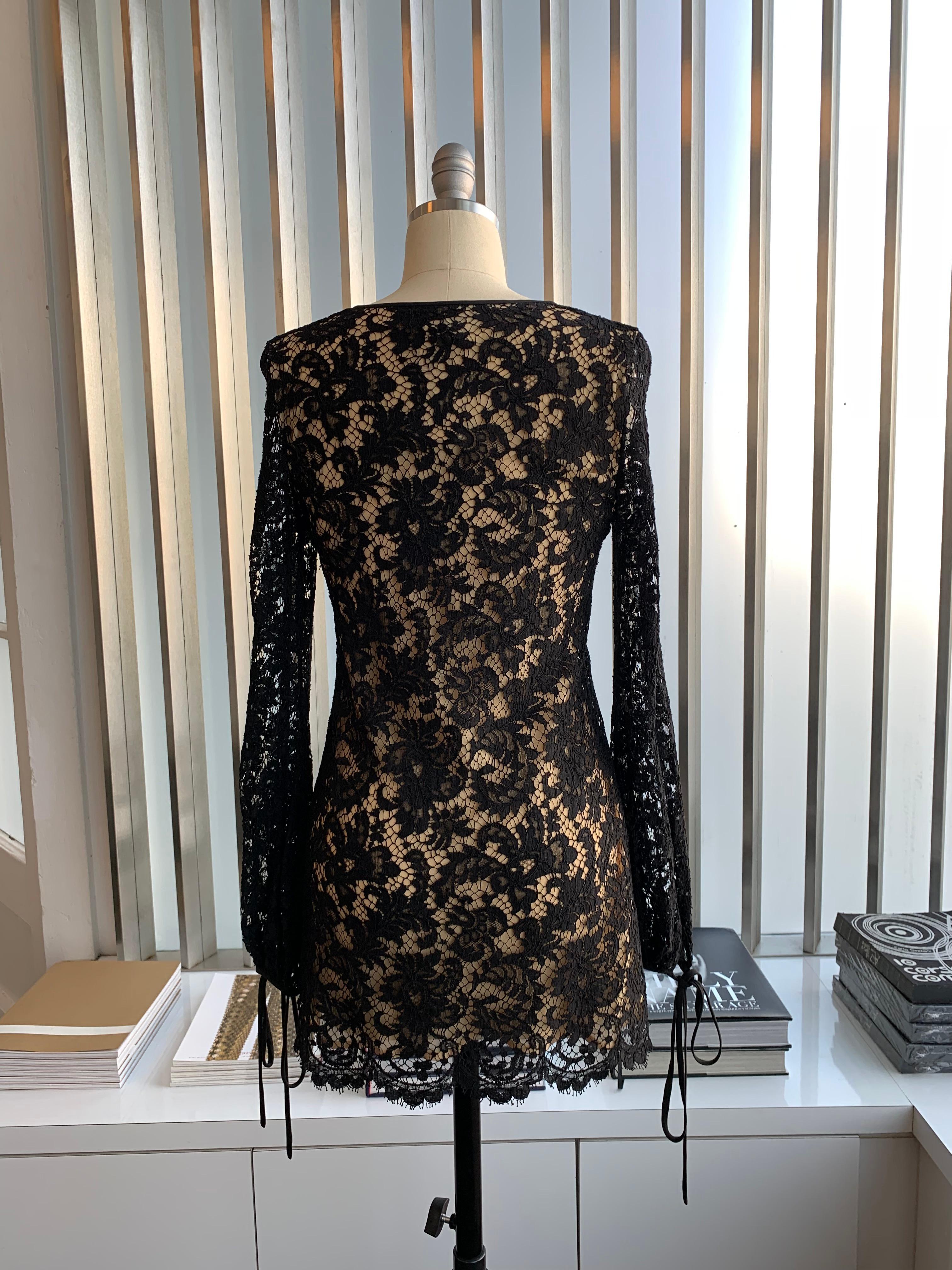Women's Stunning Gucci By Tom Ford 1996 Black Lace Mini Dress with Original Tags 