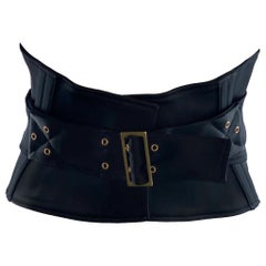 GUCCI by Tom Ford 2003 Black Waist Waspie Corset Wide Hourglass Belt