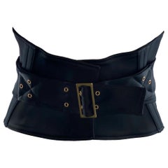 GUCCI by Tom Ford 2003 Black Waist Waspie Corset Wide Hourglass Belt 