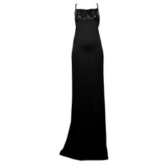 Stunning Gucci by Tom Ford Black Satin & Sequin Evening Gown 1999
