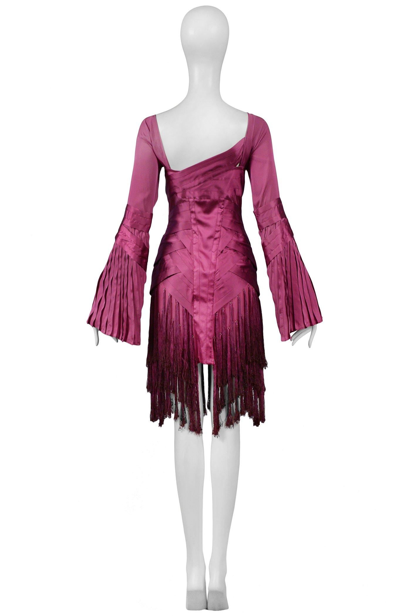 Stunning Gucci By Tom Ford Magenta Tassel Runway Dress 2004  In Excellent Condition In Los Angeles, CA