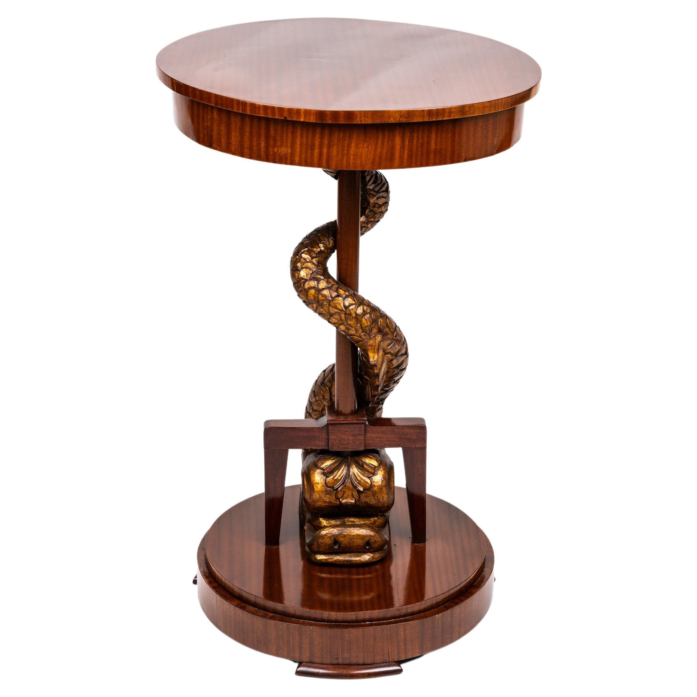 Stunning rare side table, so called Gueridon, from the second Empire, made around 1900 in Italy. 

This elaborate structure of the table is composed of a round base with small extensions as a detail, two columns between which a dolphin winds and a