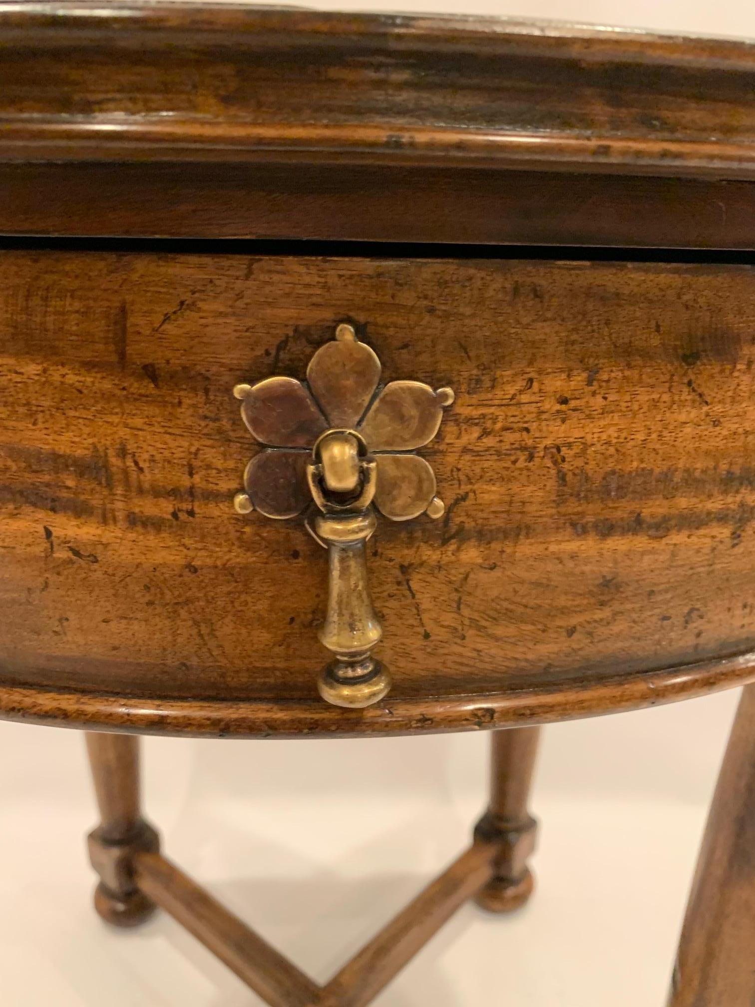 Wood Stunning Guy Chaddock Round Hardwood Side Table with Single Drawer