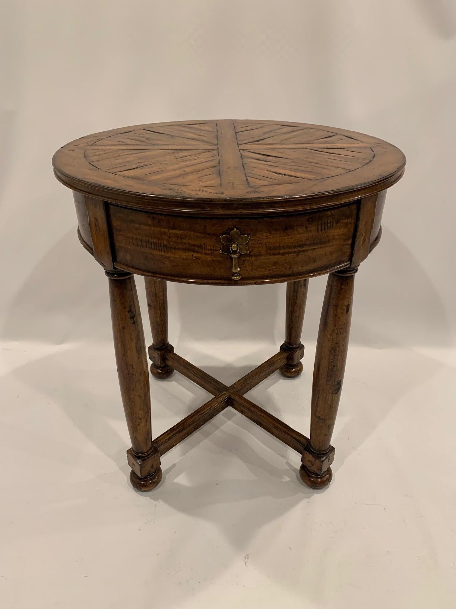 Stunning Guy Chaddock Round Hardwood Side Table with Single Drawer 3