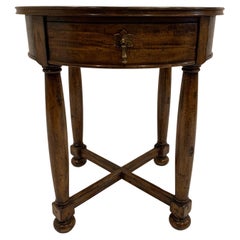 Stunning Guy Chaddock Round Hardwood Side Table with Single Drawer